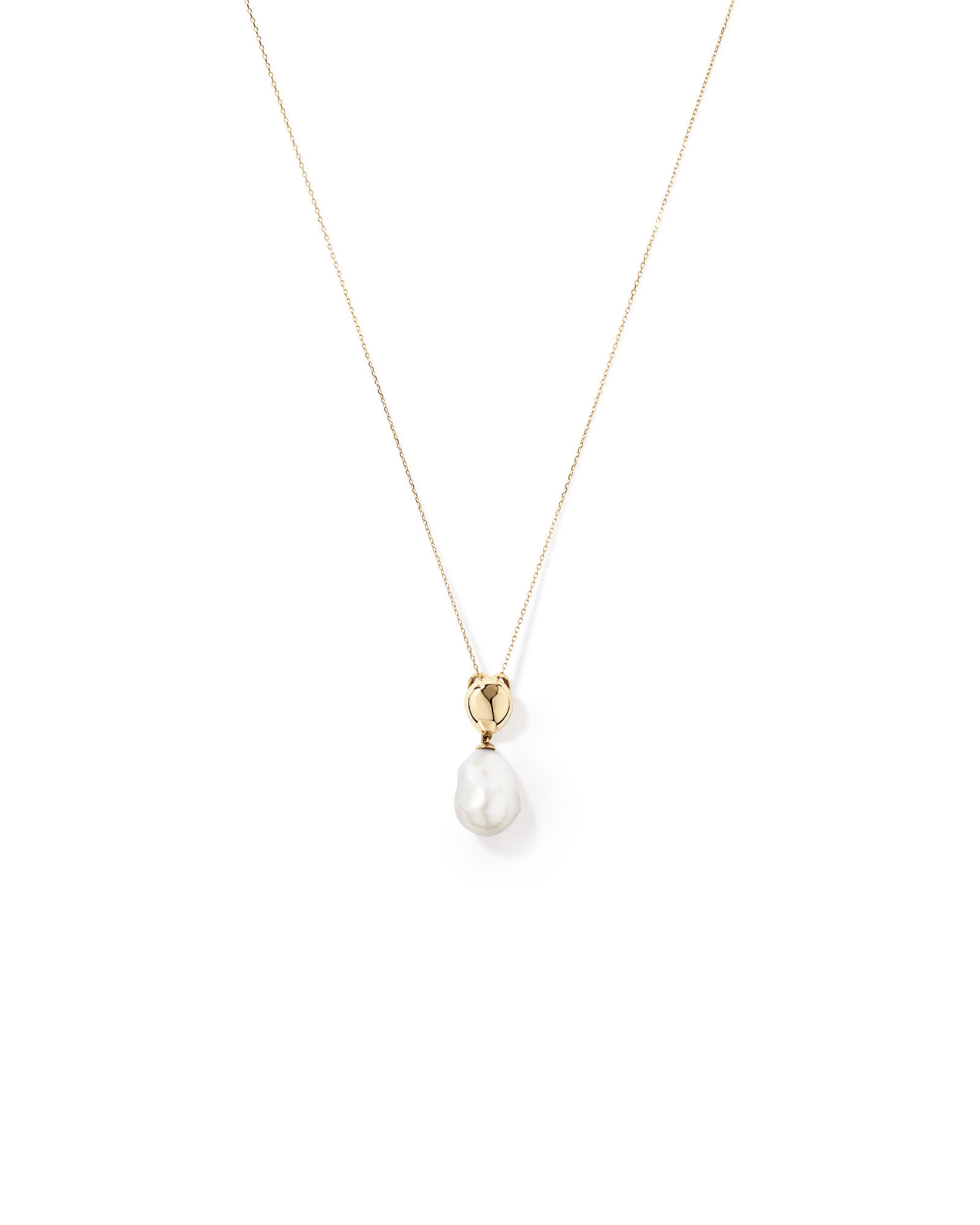 Baroque Cultured Freshwater Pearl Drop Necklace in 10kt Yellow Gold