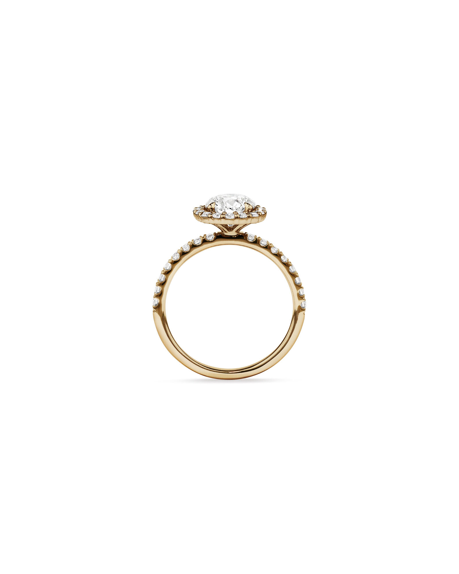 1.79 Carat TW Round Brilliant Laboratory-Grown Diamond Halo Engagemet Ring in 14kt Yellow Gold