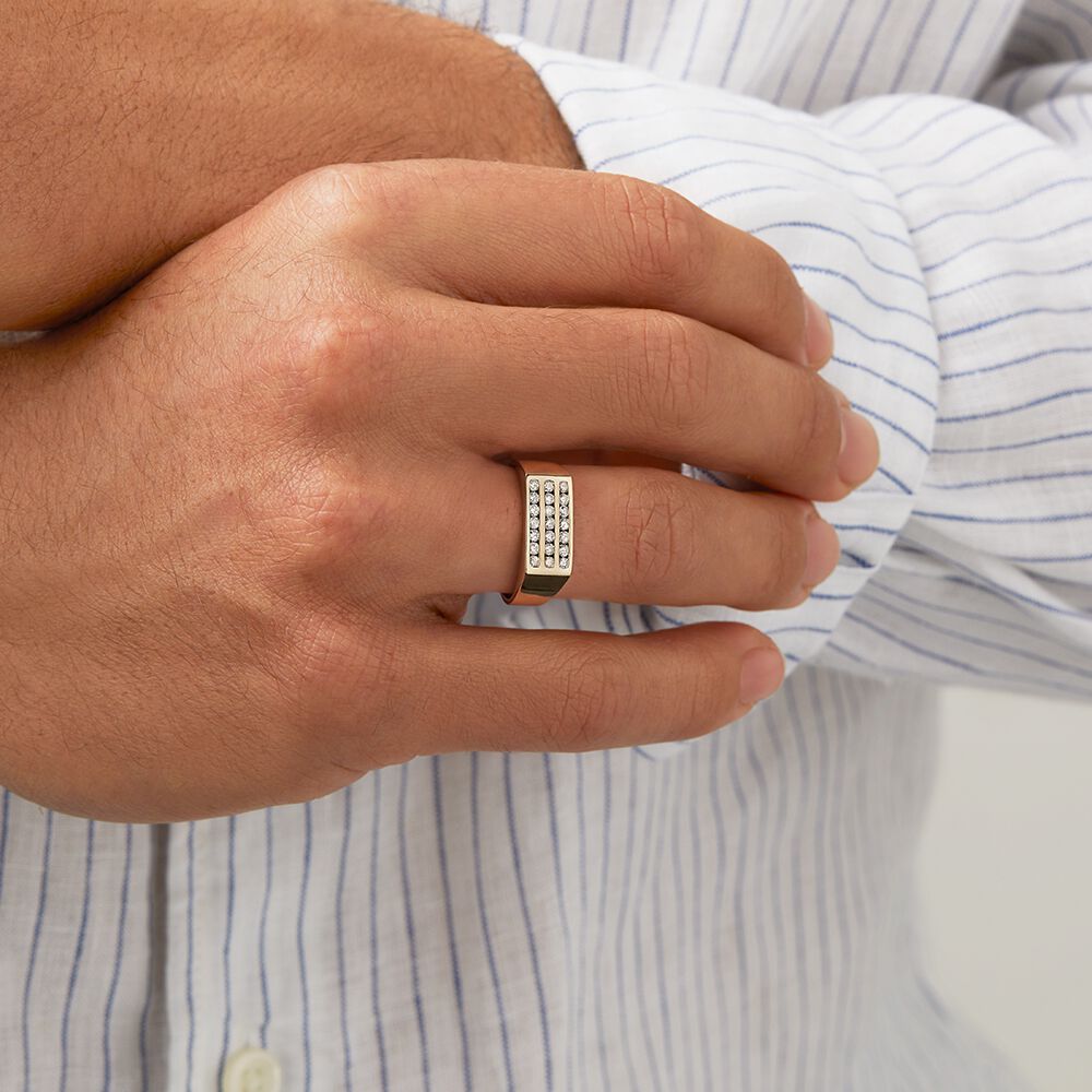 Men's Channel Set Ring in 10kt Yellow Gold With 1/2 Carat TW of Diamonds