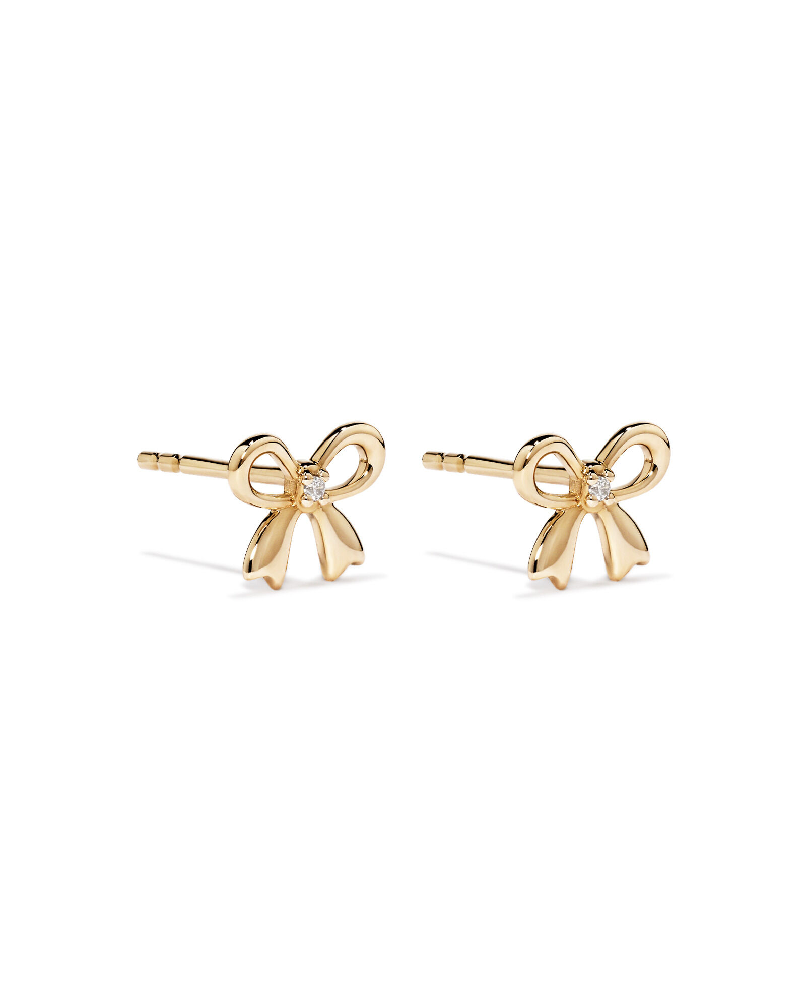 Cubic Zirconia Bow Stud Earrings in 10kt Yellow Gold