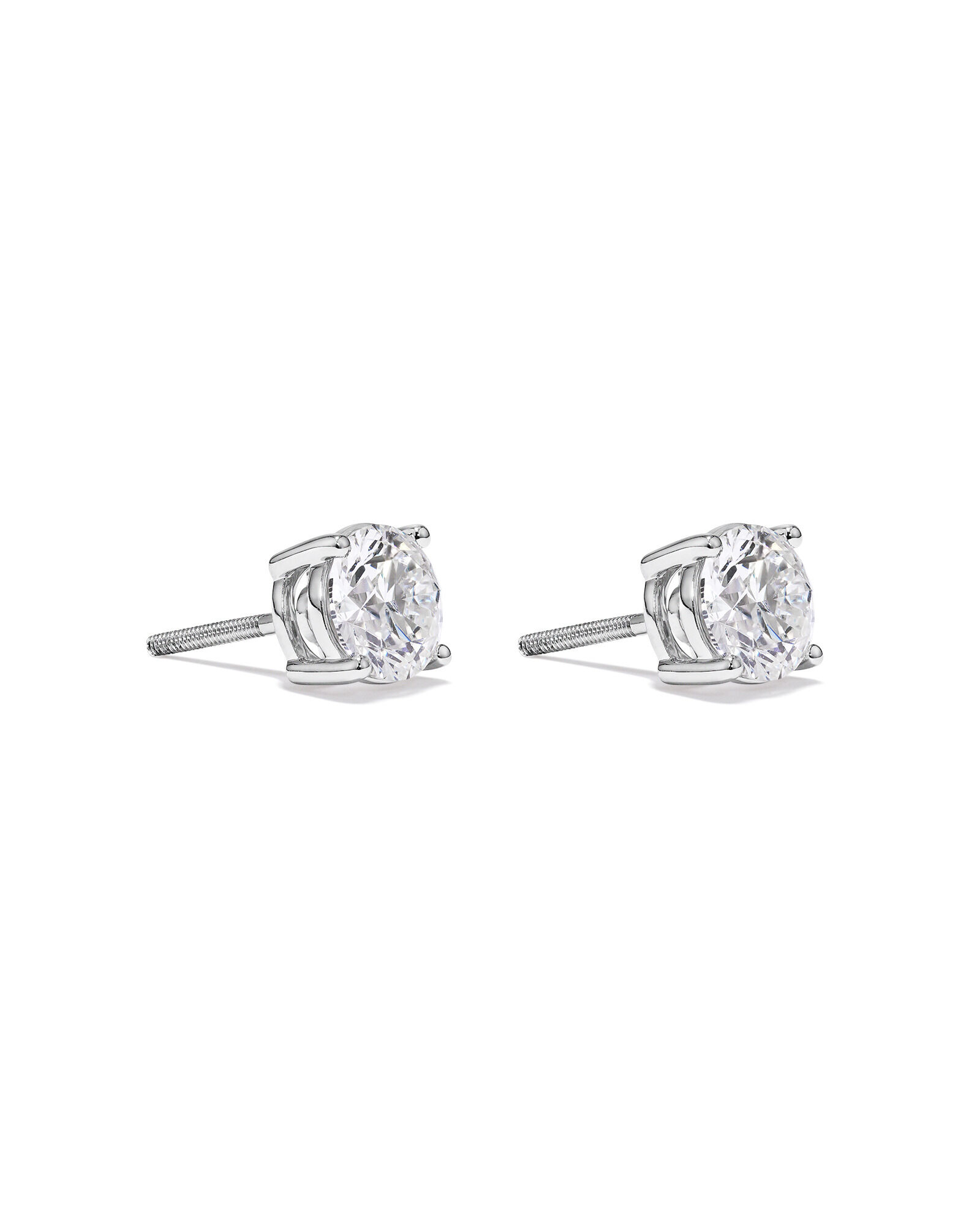 2.00 Carat TW Laboratory-Grown Diamond Solitaire Screwback Stud Earrings in 10kt White Gold