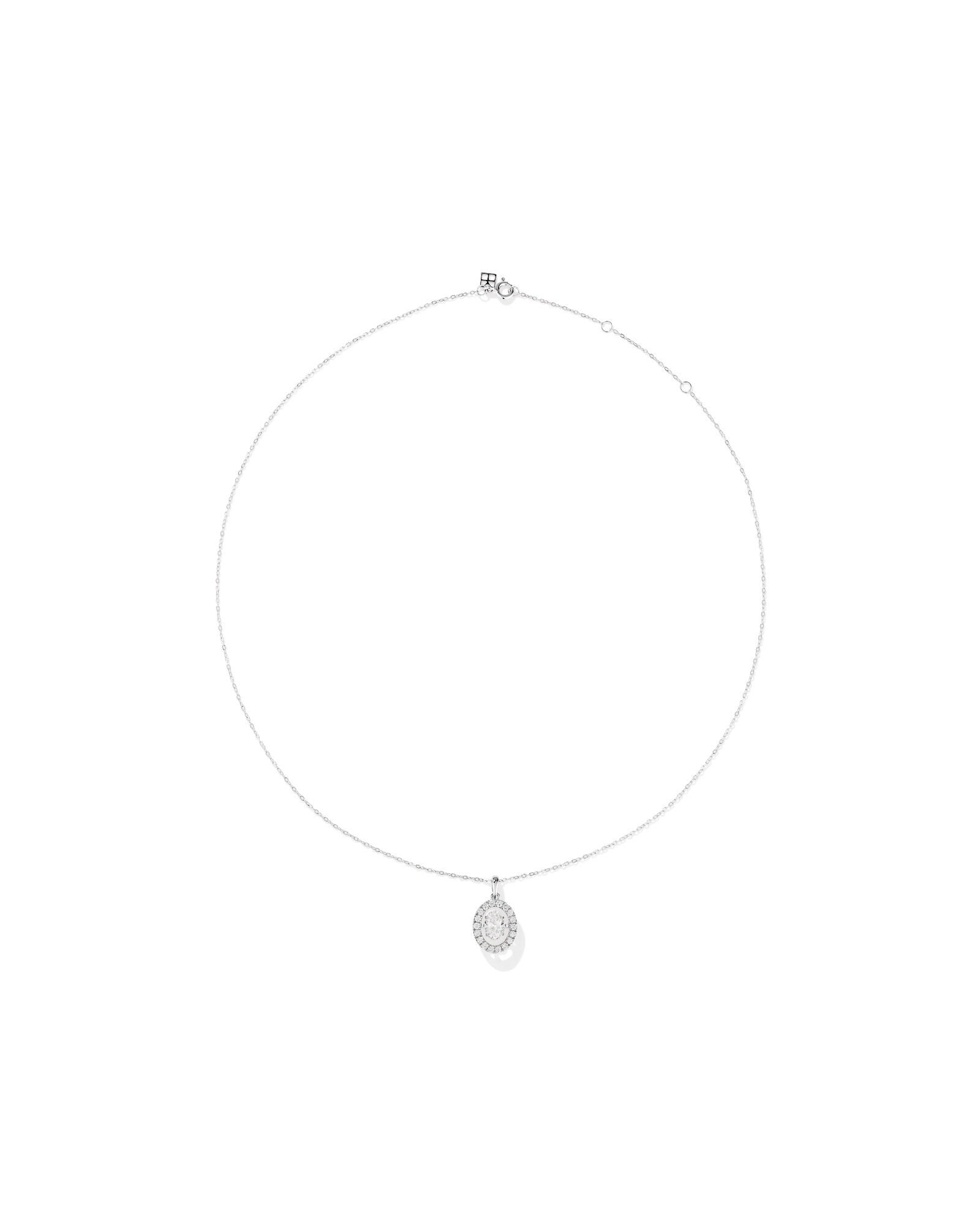 Lume Lab Oval Pendant with 1.00 Carat TW of Laboratory-Grown Diamond in 10kt White Gold