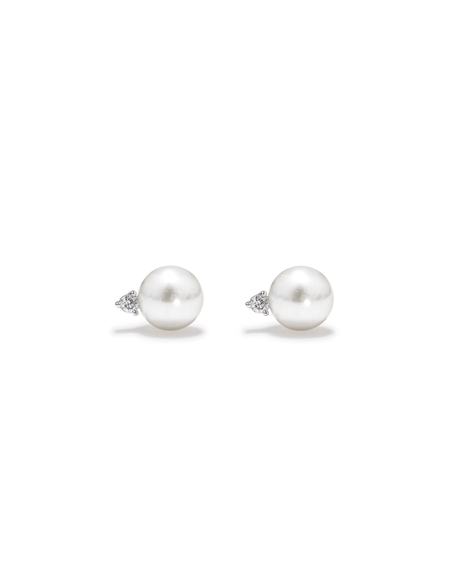 5mm Cultured Freshwater Pearl and Diamond Stud Earrings in Sterling Silver