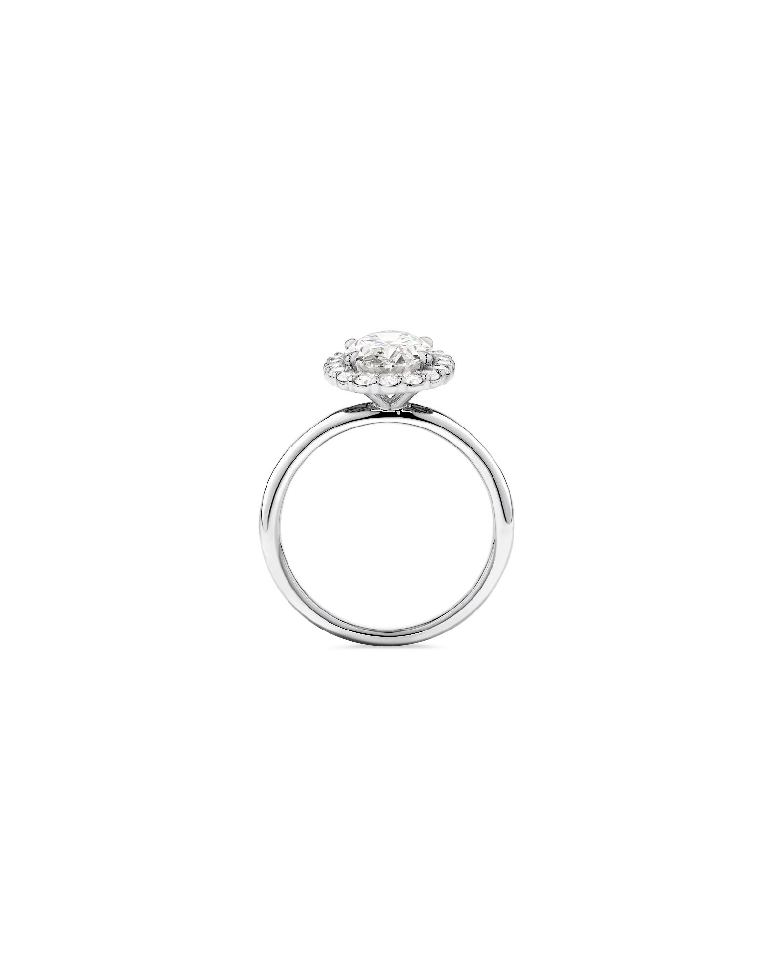 2.34 Carat TW Oval Cut Laboratory-Grown Diamond Halo Engagement Ring in 14kt White Gold