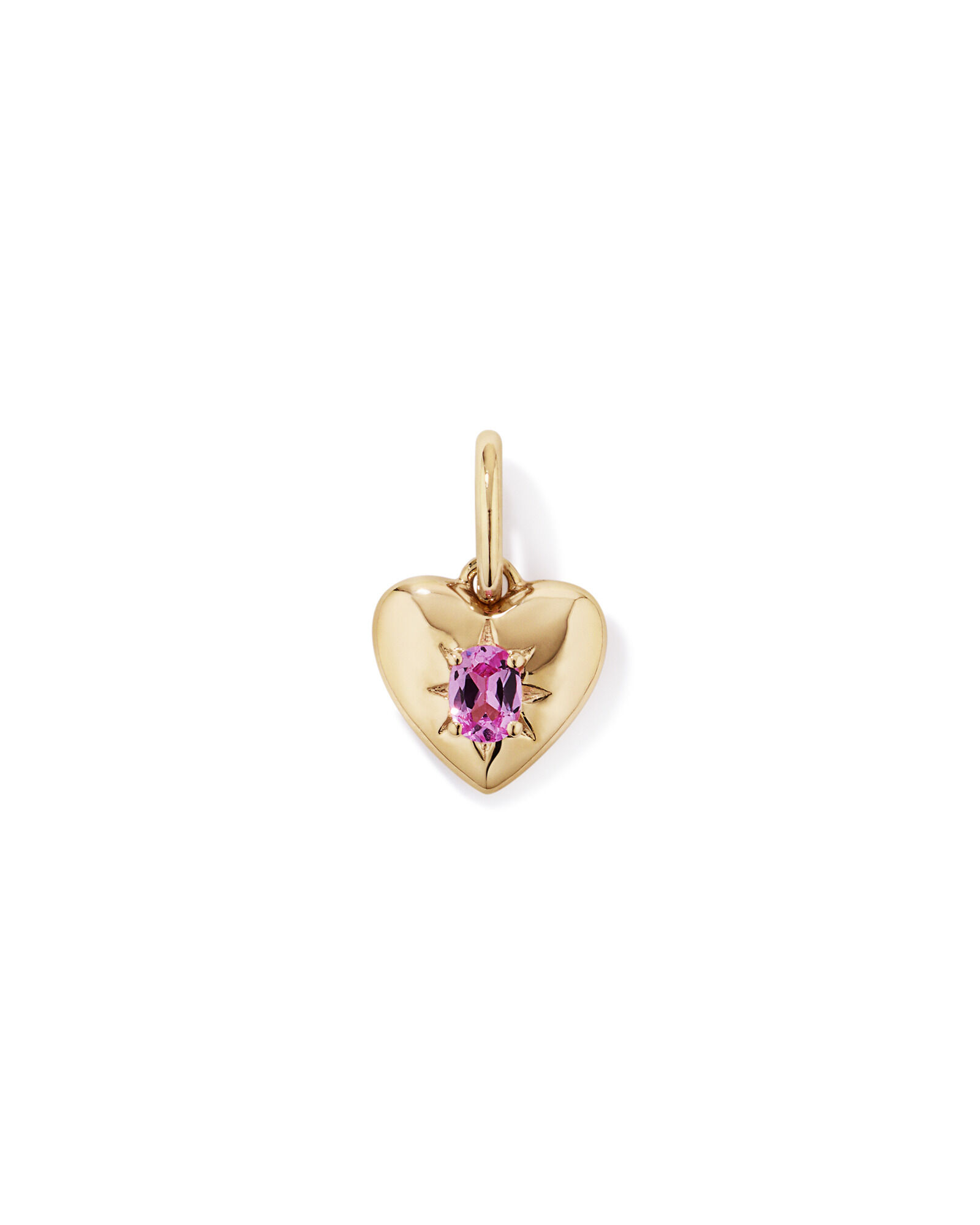 Heart Created Pink Sapphire Pendant in 10kt Yellow Gold
