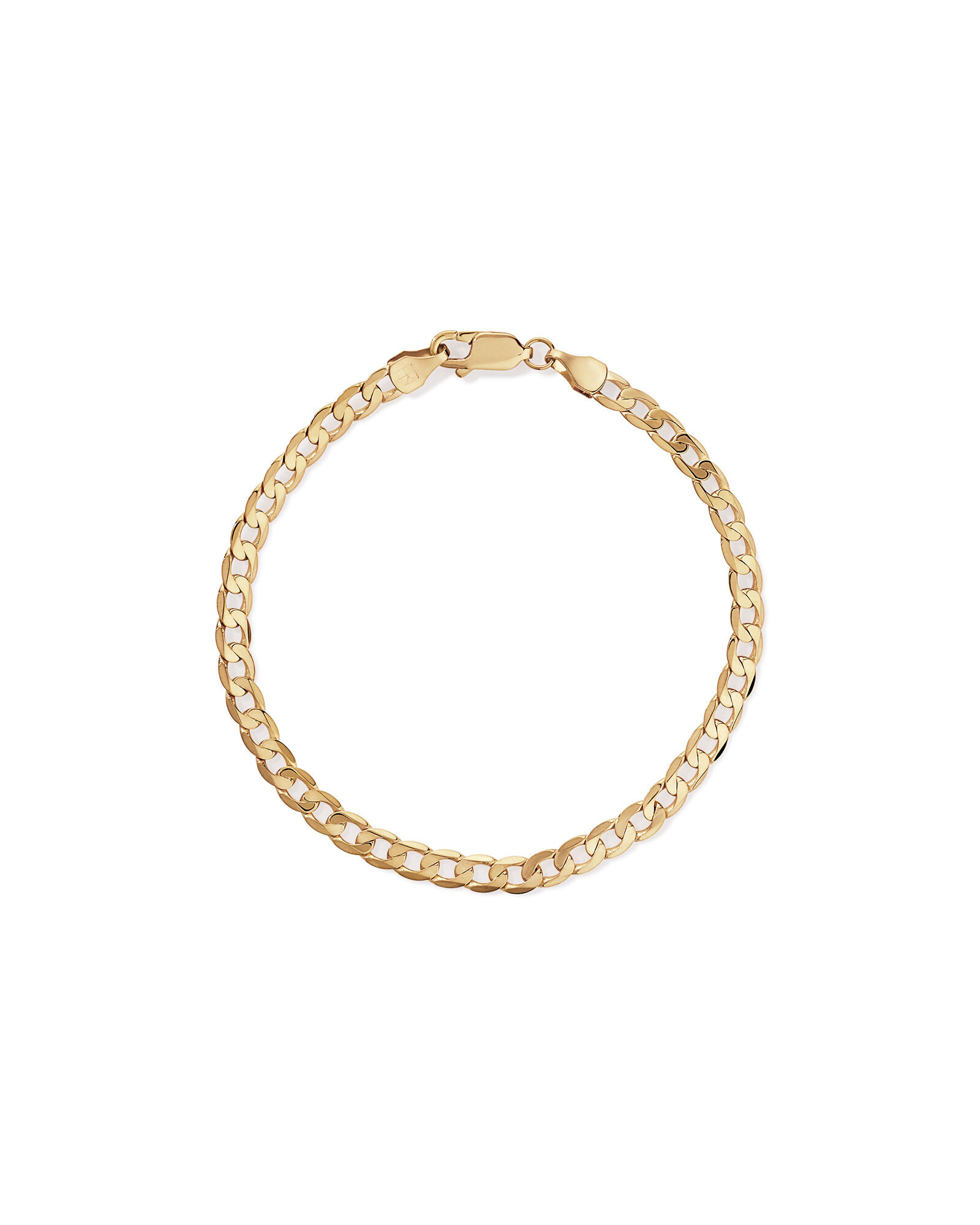 19cm (22") 4mm-4.5mm Width Curb Bracelet in 10kt Yellow Gold