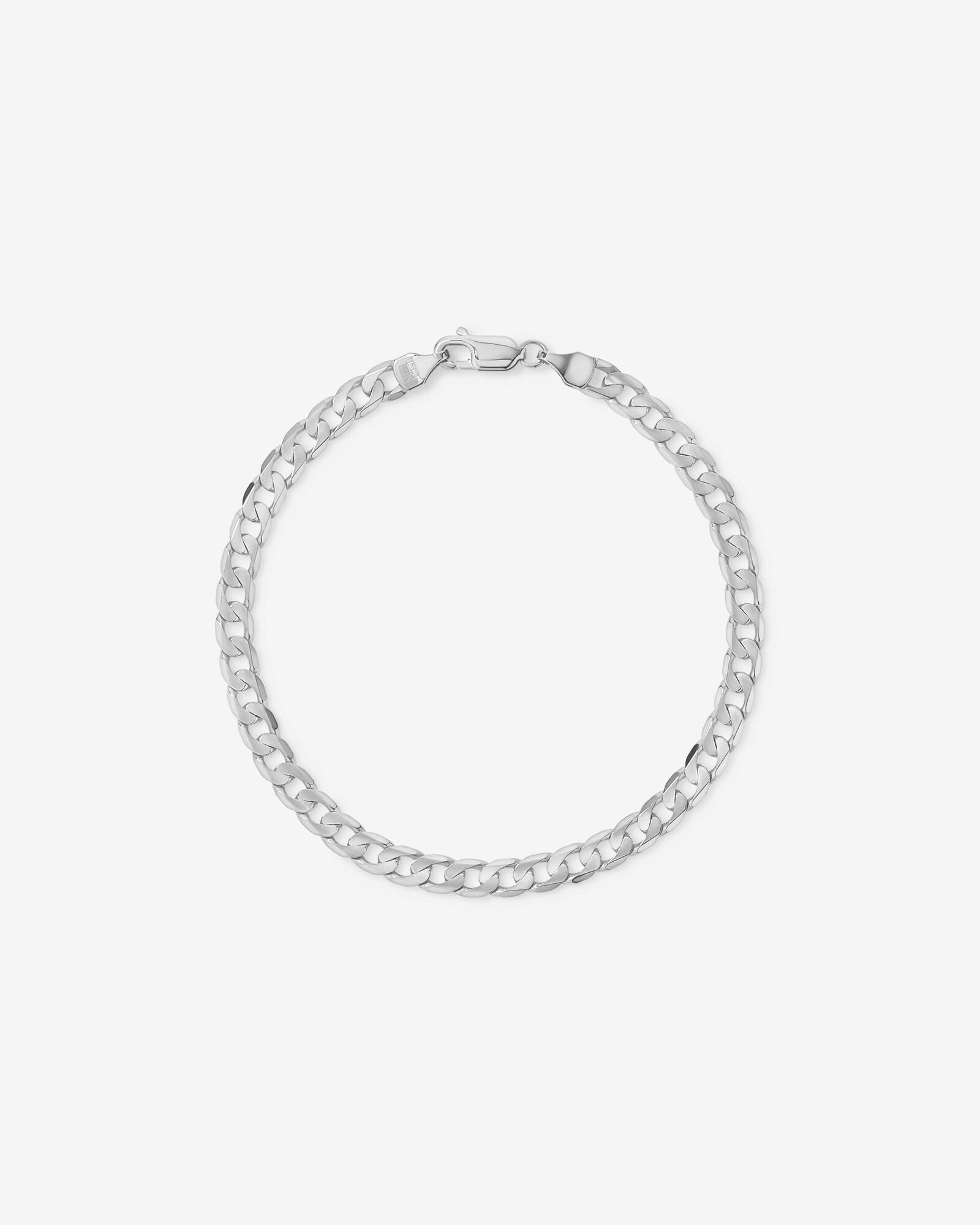 23cm (22") 4.5mm-5mm Width Curb Bracelet in 10kt White Gold