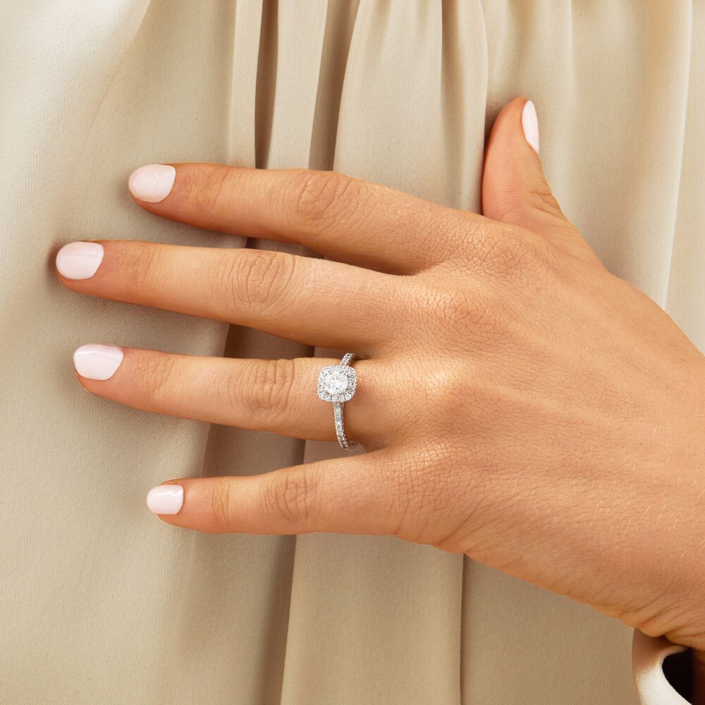 Engagement Ring with 0.95 Carat TW Of Diamonds In 14kt White Gold