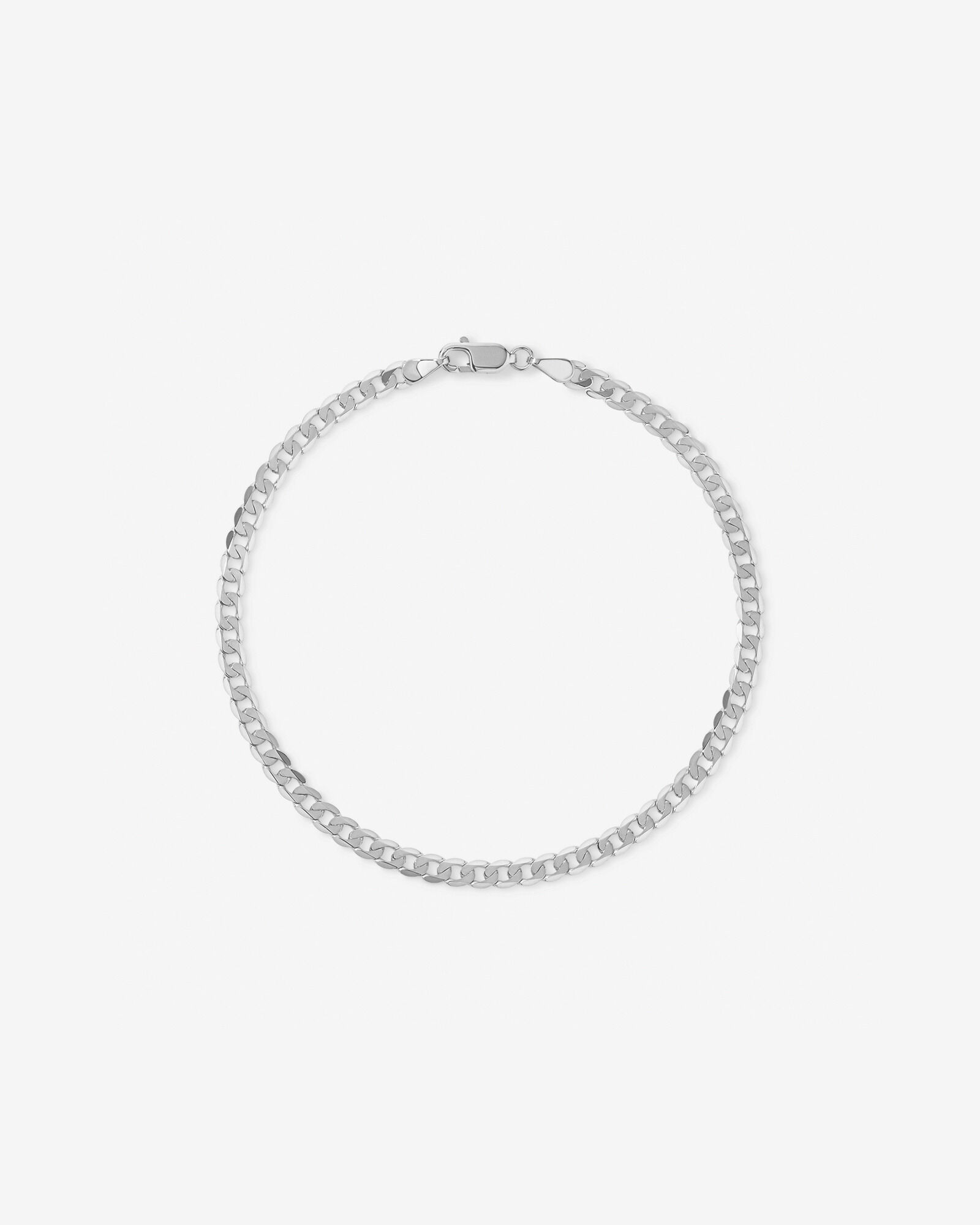 21cm (8.5") 3.75mm Flat Beveled Curb Bracelet in 10kt White Gold