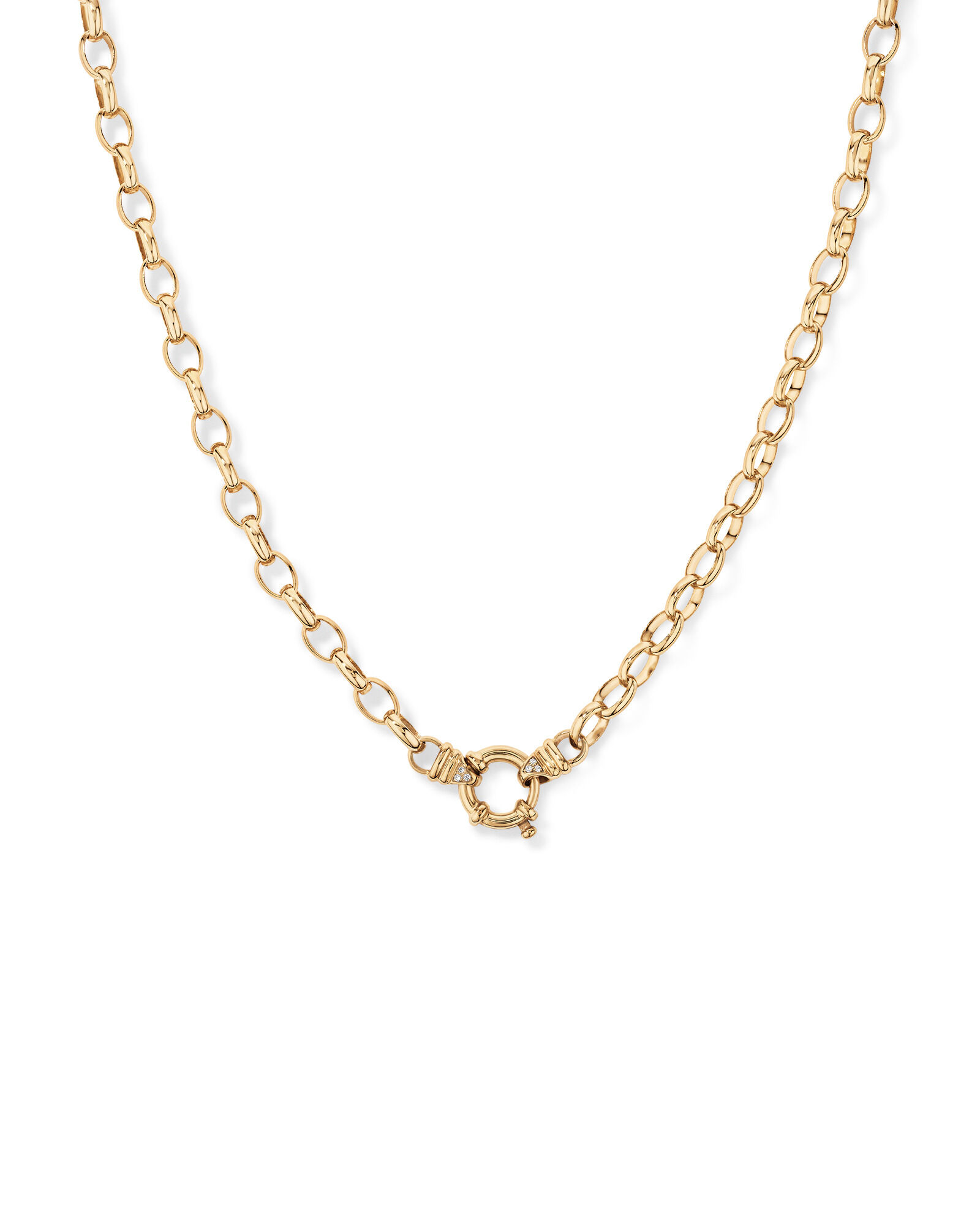 50cm (20") 7mm-7.5mm Width Diamond Set Solid Belcher Chain in 10kt Yellow Gold