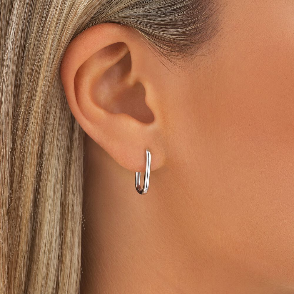 Huggie Paperclip Earrings in Sterling Silver
