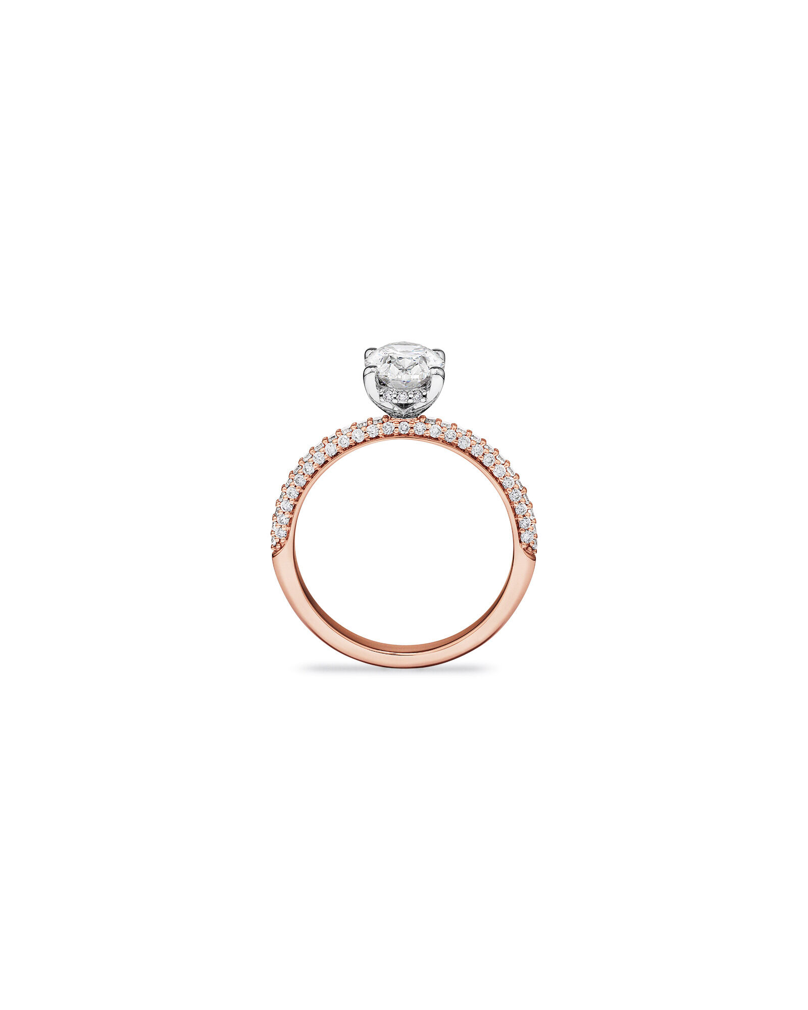 1.95 Carat TW Oval Cut Laboratory-Grown Diamond Solitaire Side Accent Engagement Ring in 14kt Rose and White Gold