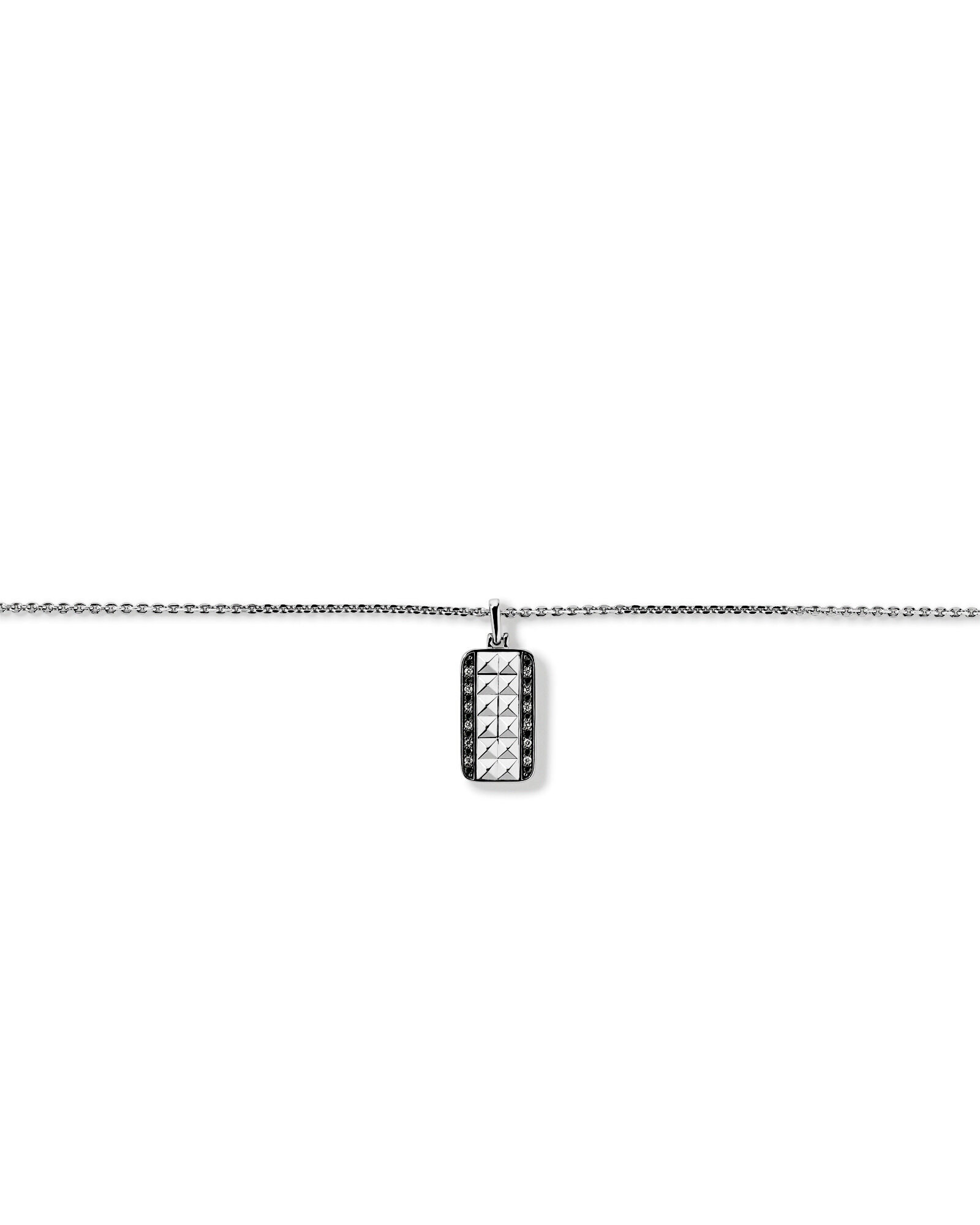 Men's 0.20 Carat TW Black and White Diamond Dog Tag Necklace in Sterling Silver