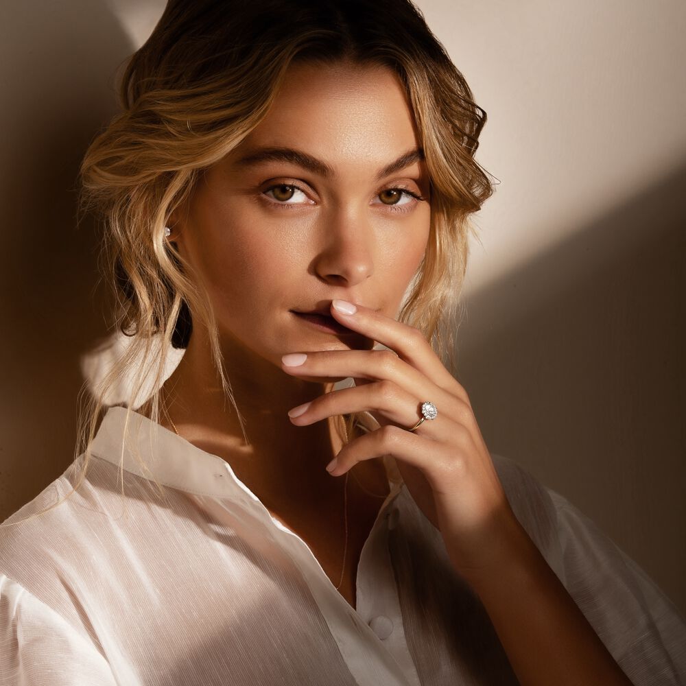 Southern Star Halo Engagement Ring with 1.45 Carat TW of Diamonds in 18kt Yellow & White Gold