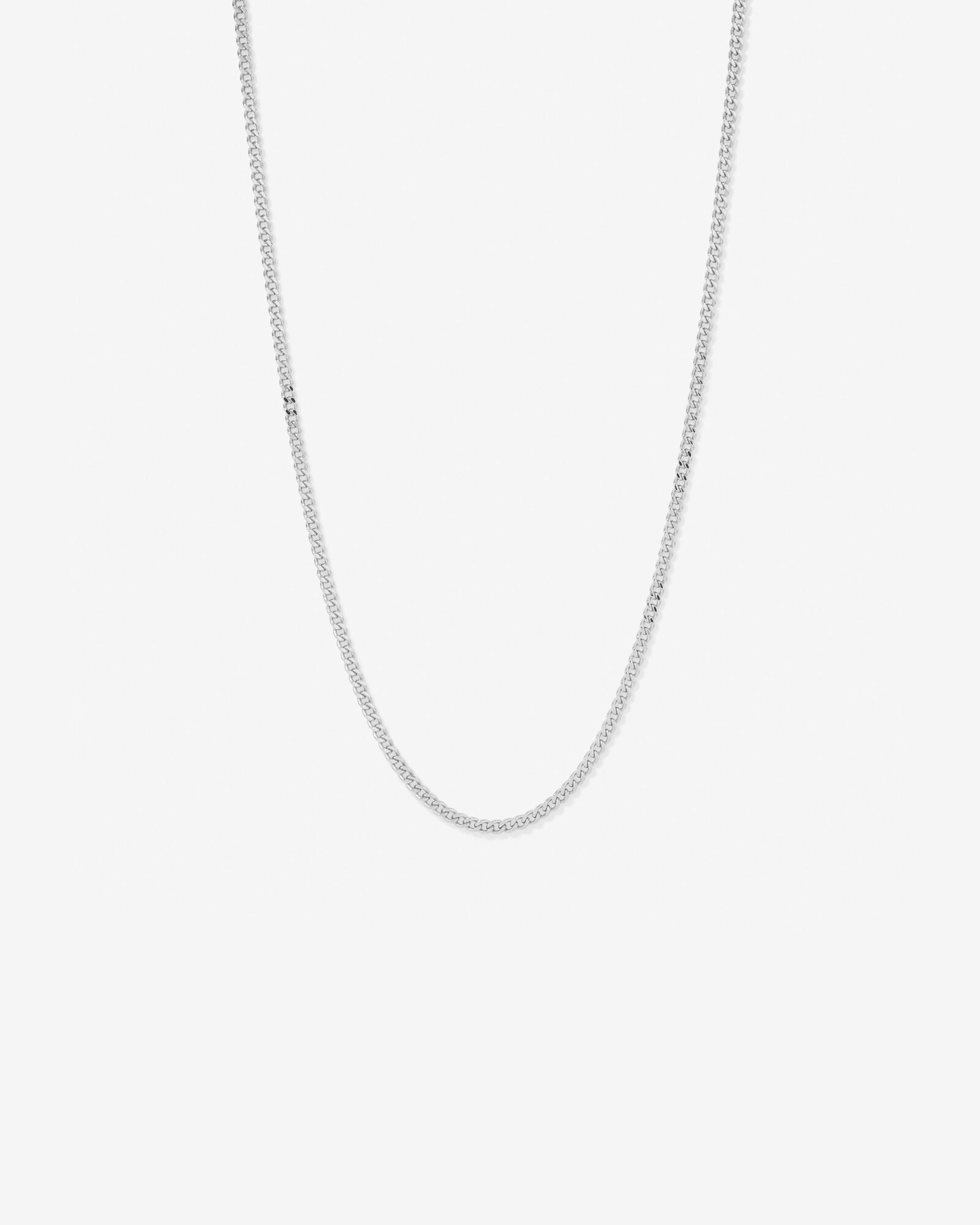 55cm (22") 4.2mm Width Semi Solid Diamond Cut Curb Chain in 10kt White Gold