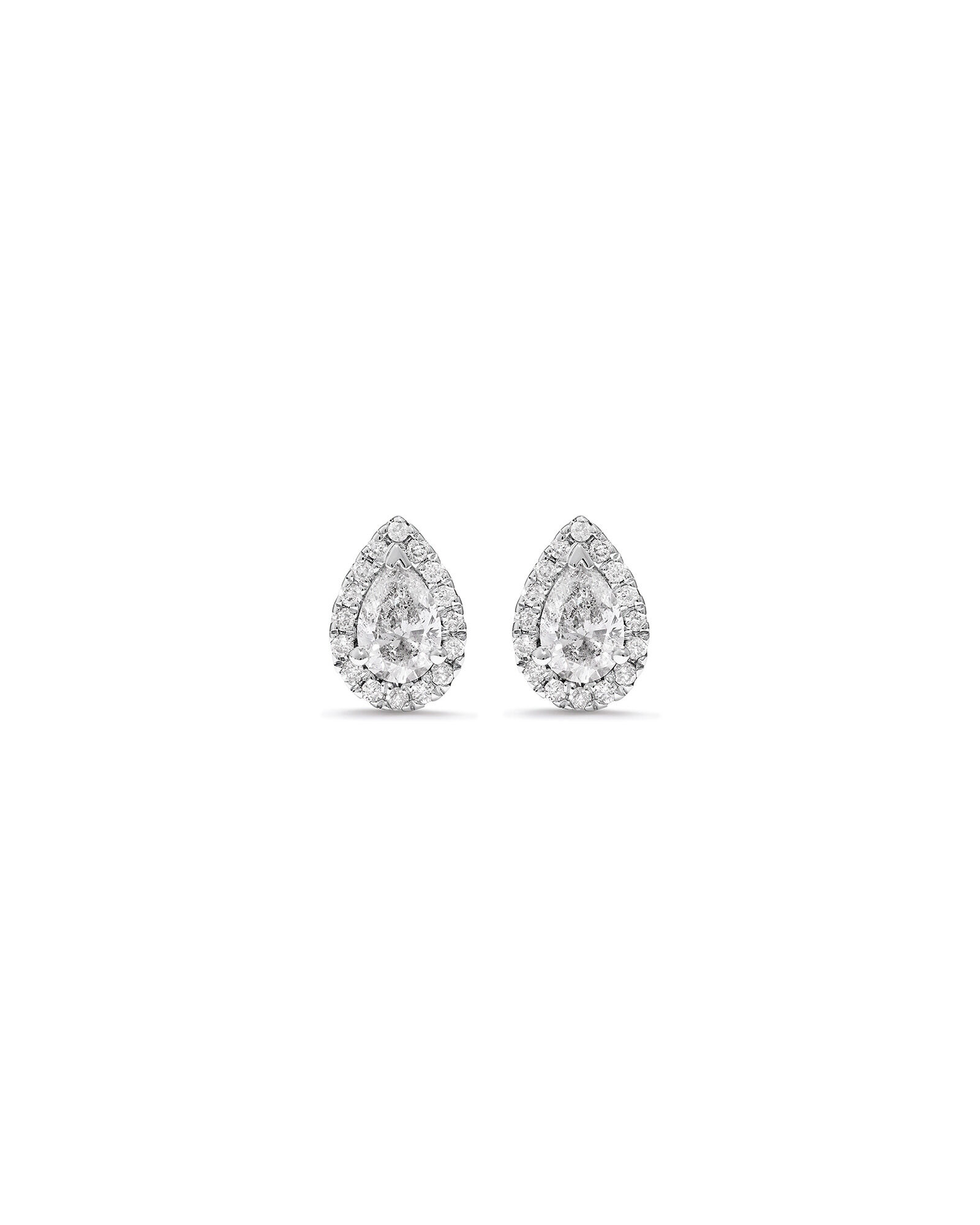 0.45 Carat TW Pear Diamond Halo Stud Earrings in 10kt White Gold
