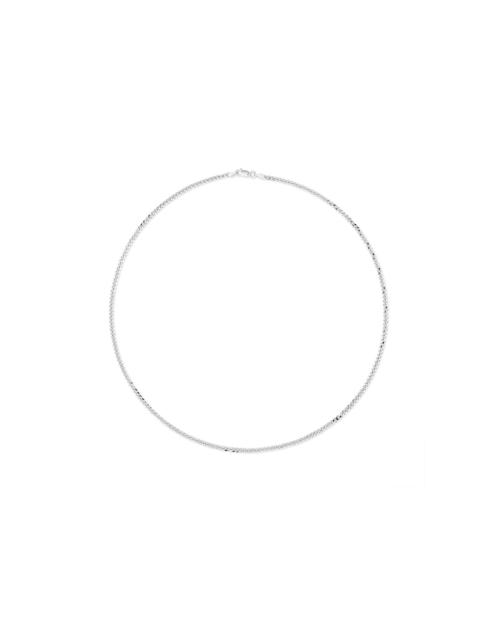 55cm (22") 2.5-3mm Width Fine Curb Chain Necklace in Sterling Silver