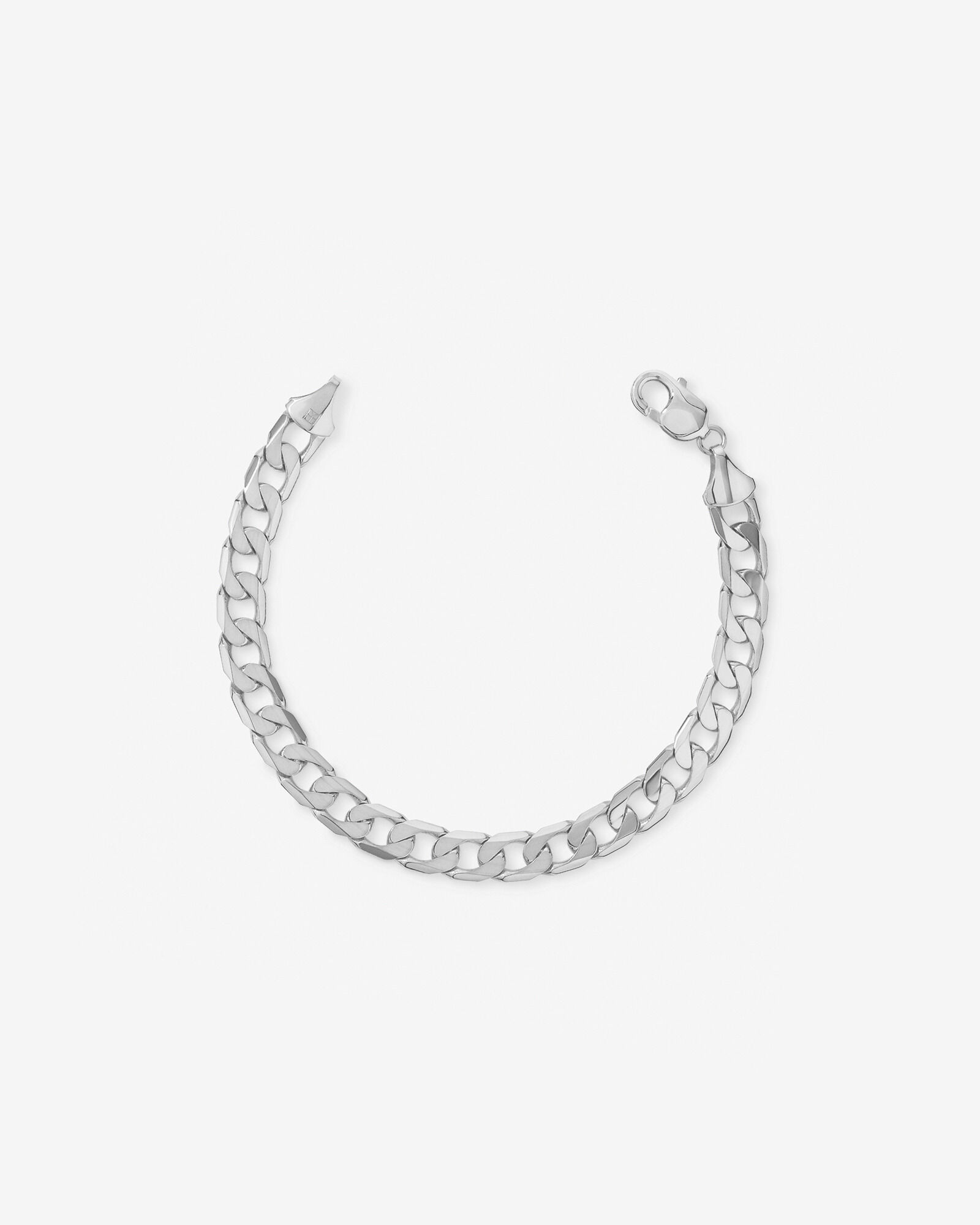 21cm (9") 8.87mm Flat Beveled Curb Bracelet in 10kt White Gold