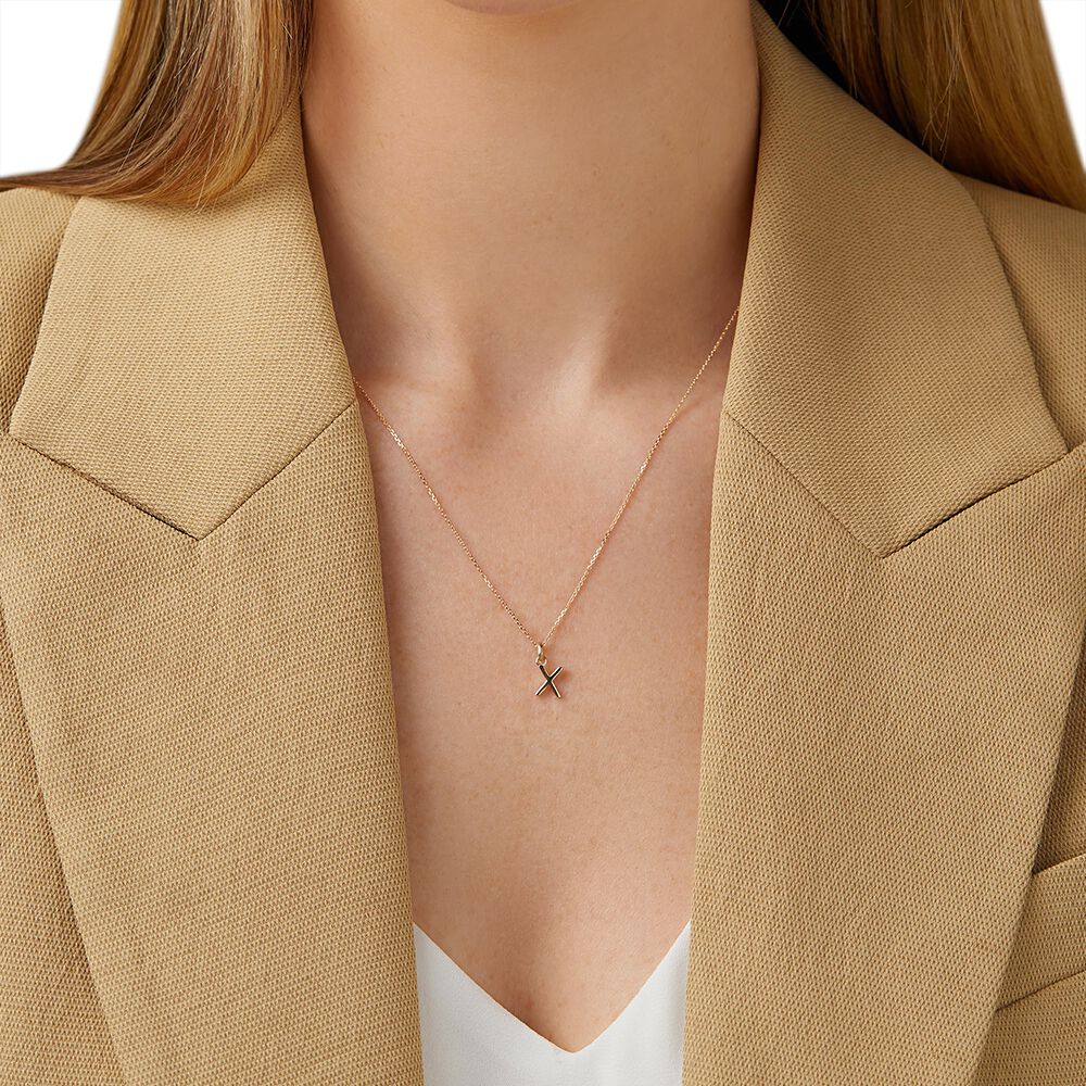 X Initial Pendant in 10kt Yellow Gold