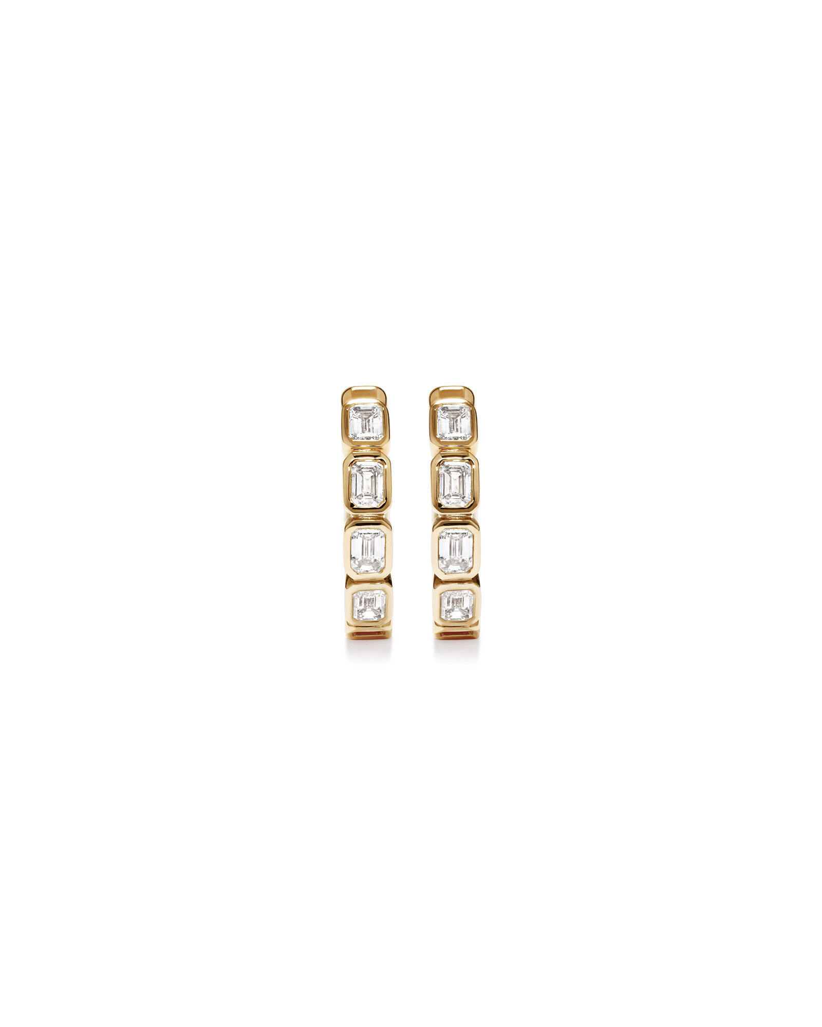 0.40 Carat TW of Laboratory-Grown Emerald Cut Diamond Huggie Earrings in 10kt Yellow Gold
