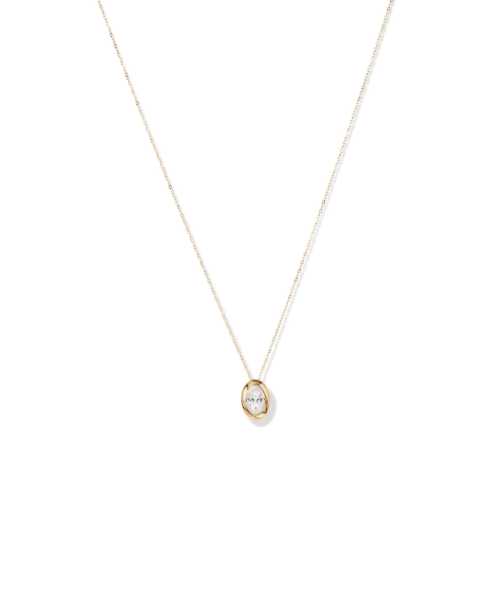 Lume Lab Oval Pendant with 0.50 Carat TW of Laboratory-Grown Diamond in 10kt White Gold