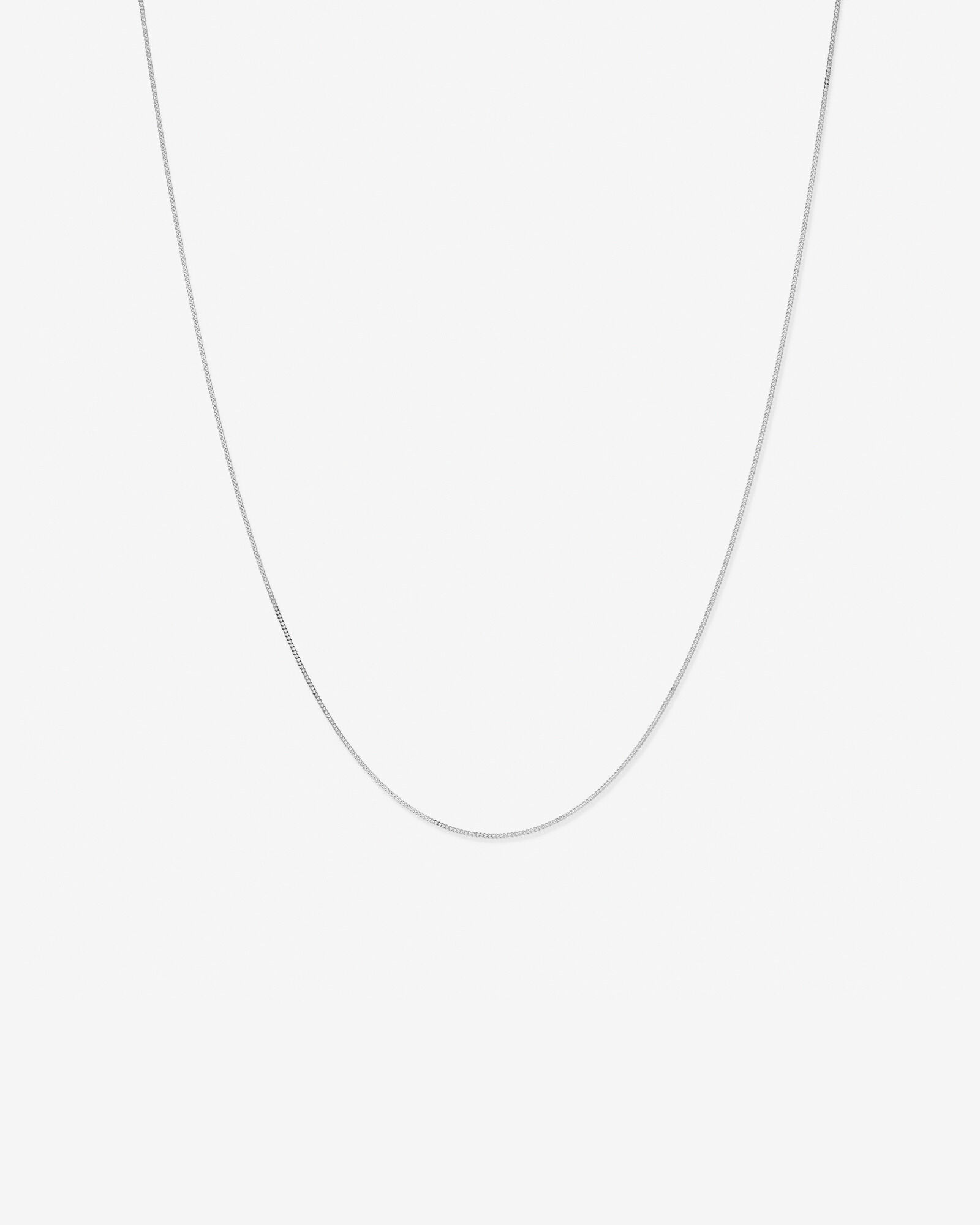 60cm (17") 1.05mm Width Solid Diamond Cut Curb Chain in 10kt White Gold