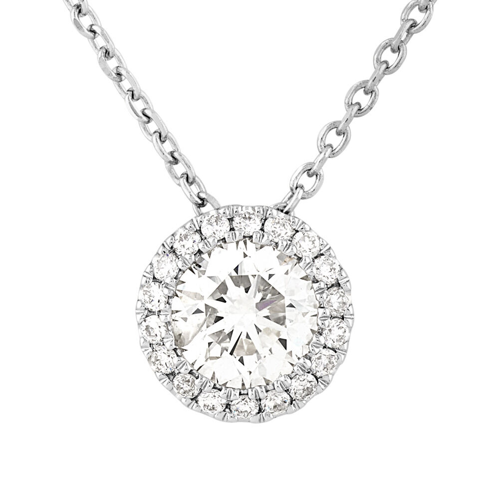 Sir Michael Hill Designer Halo Pendant with Chain with 0.45 Carat TW of Diamonds in 18kt White Gold