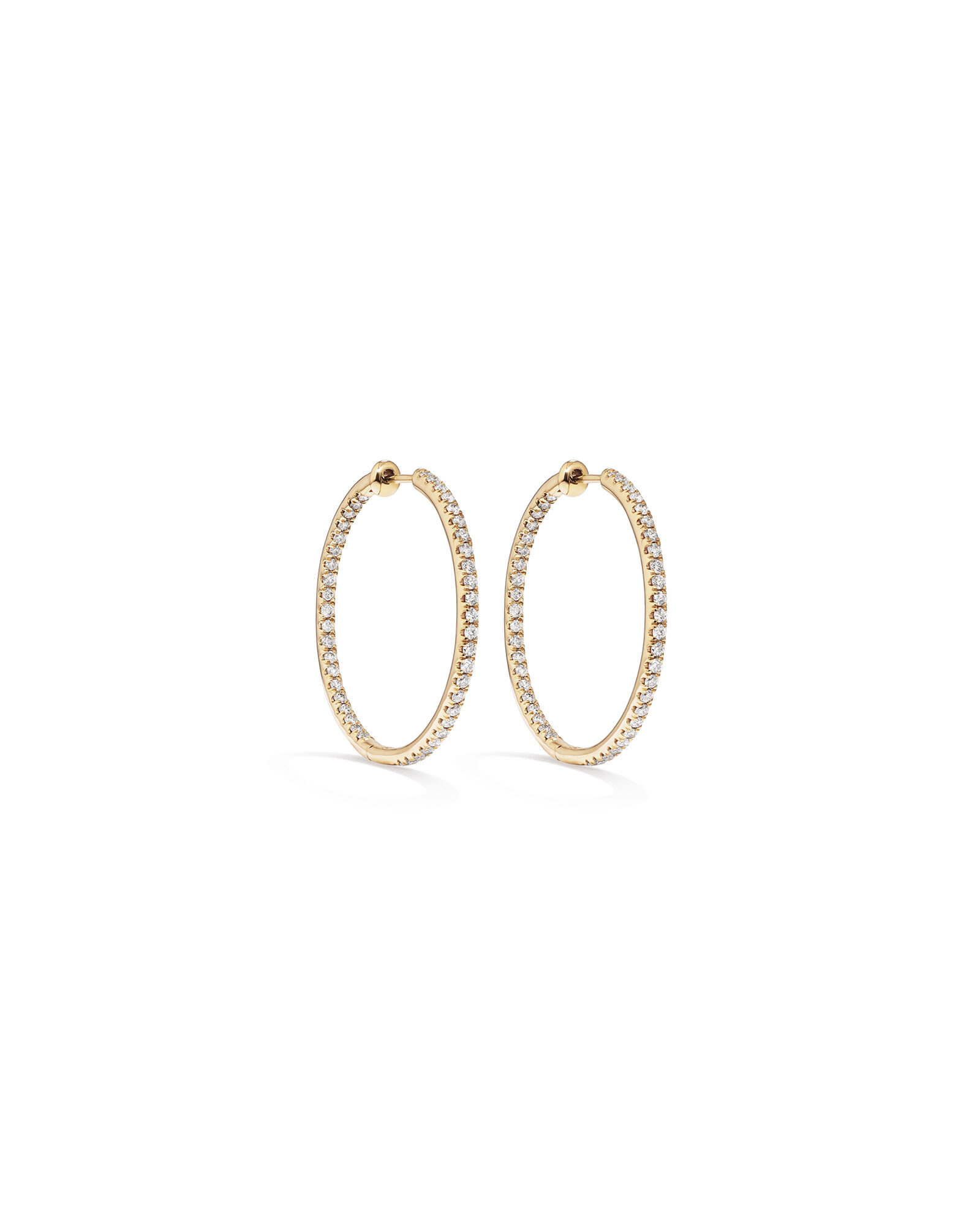 Hoop Earrings With 1.00 Carat TW of Diamonds Set in 10kt Yellow Gold