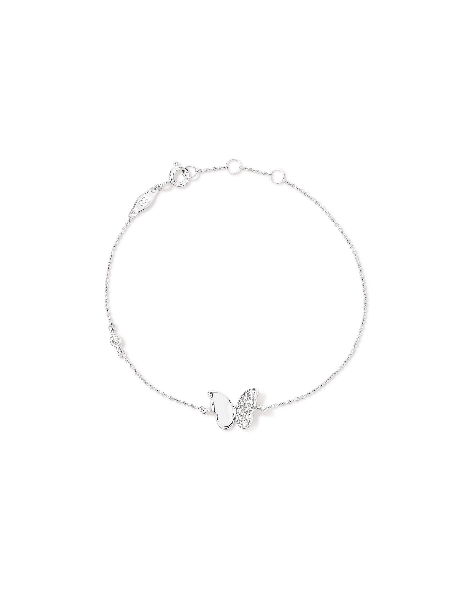 19cm (7.4") Butterfly Bracelet with Cubic Zirconia in Sterling Silver