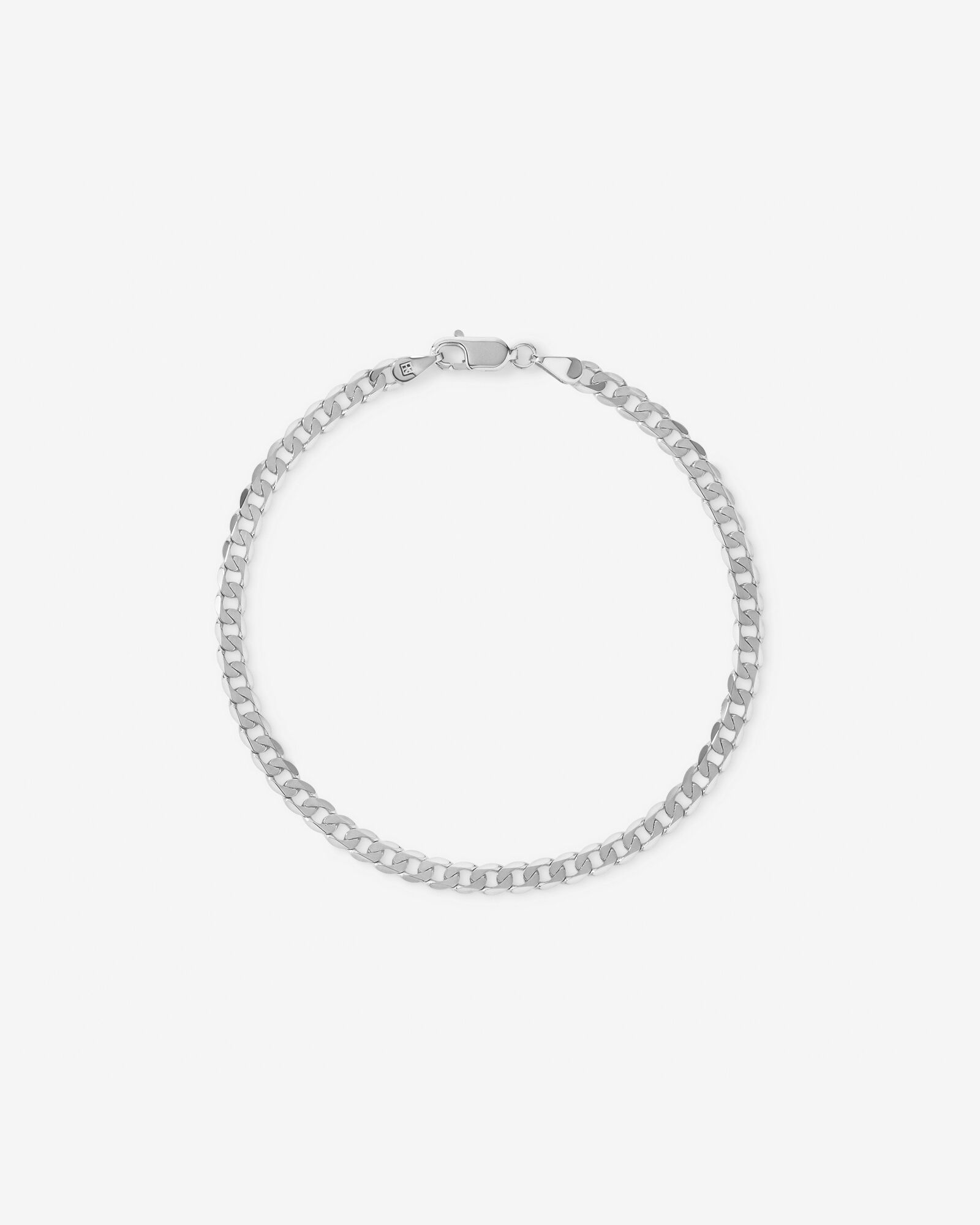 17cm (7.5") 3.75mm Flat Beveled Curb Bracelet in 10kt White Gold