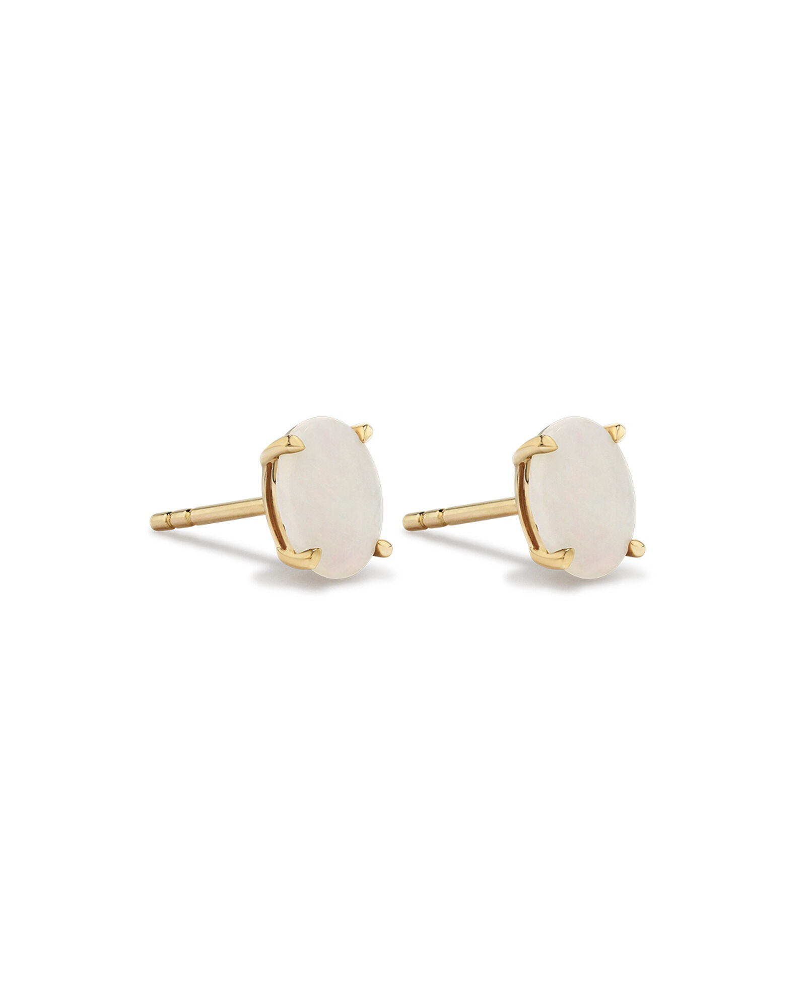 Australian Opal Oval Stud Earrings in 10kt Yellow Gold