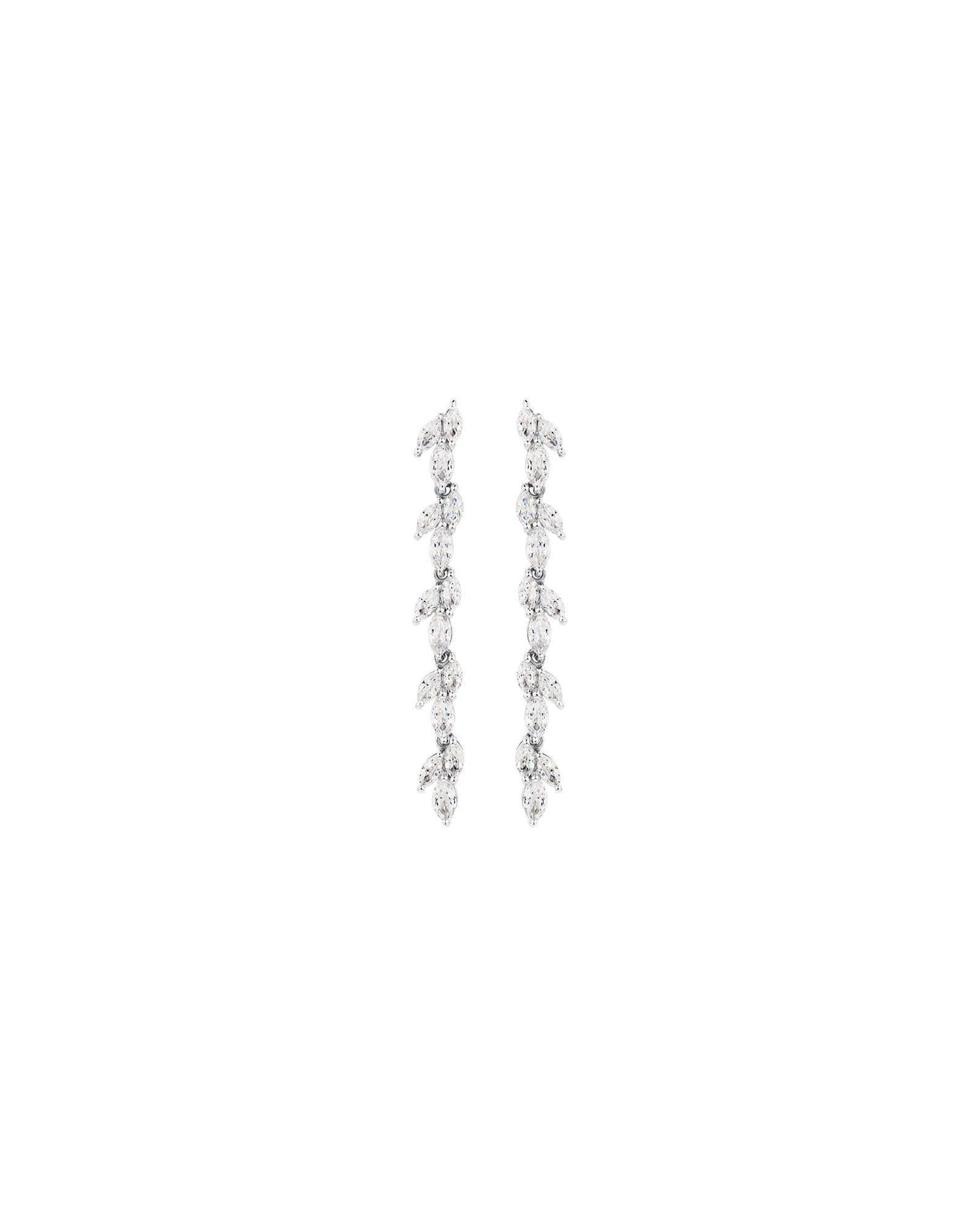 Cubic Zirconia Vine Drop Stud Earrings in Sterling Silver