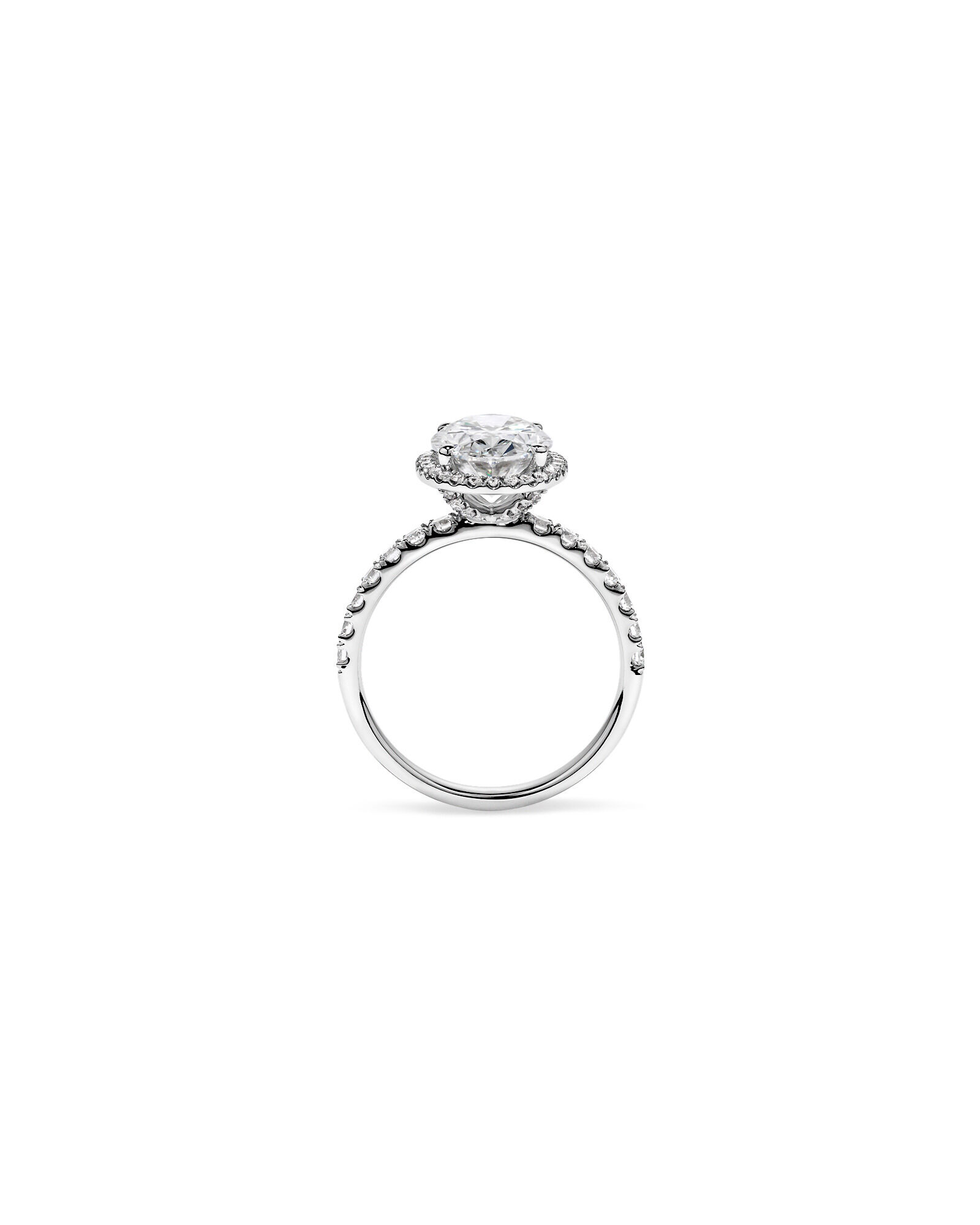 3.60 Carat TW Oval Cut Laboratory-Grown Diamond Halo Engagement Ring in 18kt White Gold