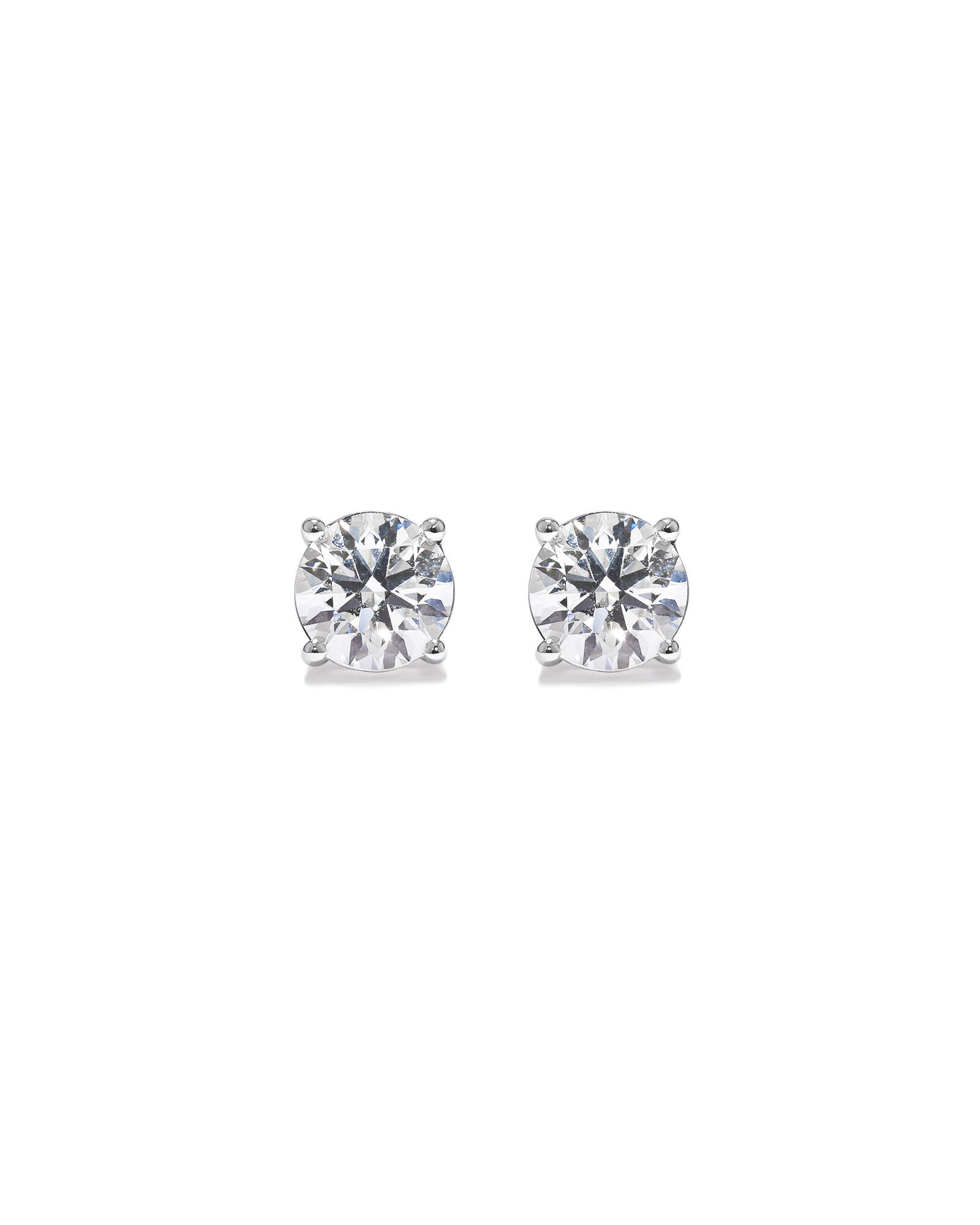 2.00 Carat TW Laboratory-Grown Diamond Solitaire Screwback Stud Earrings in 10kt White Gold