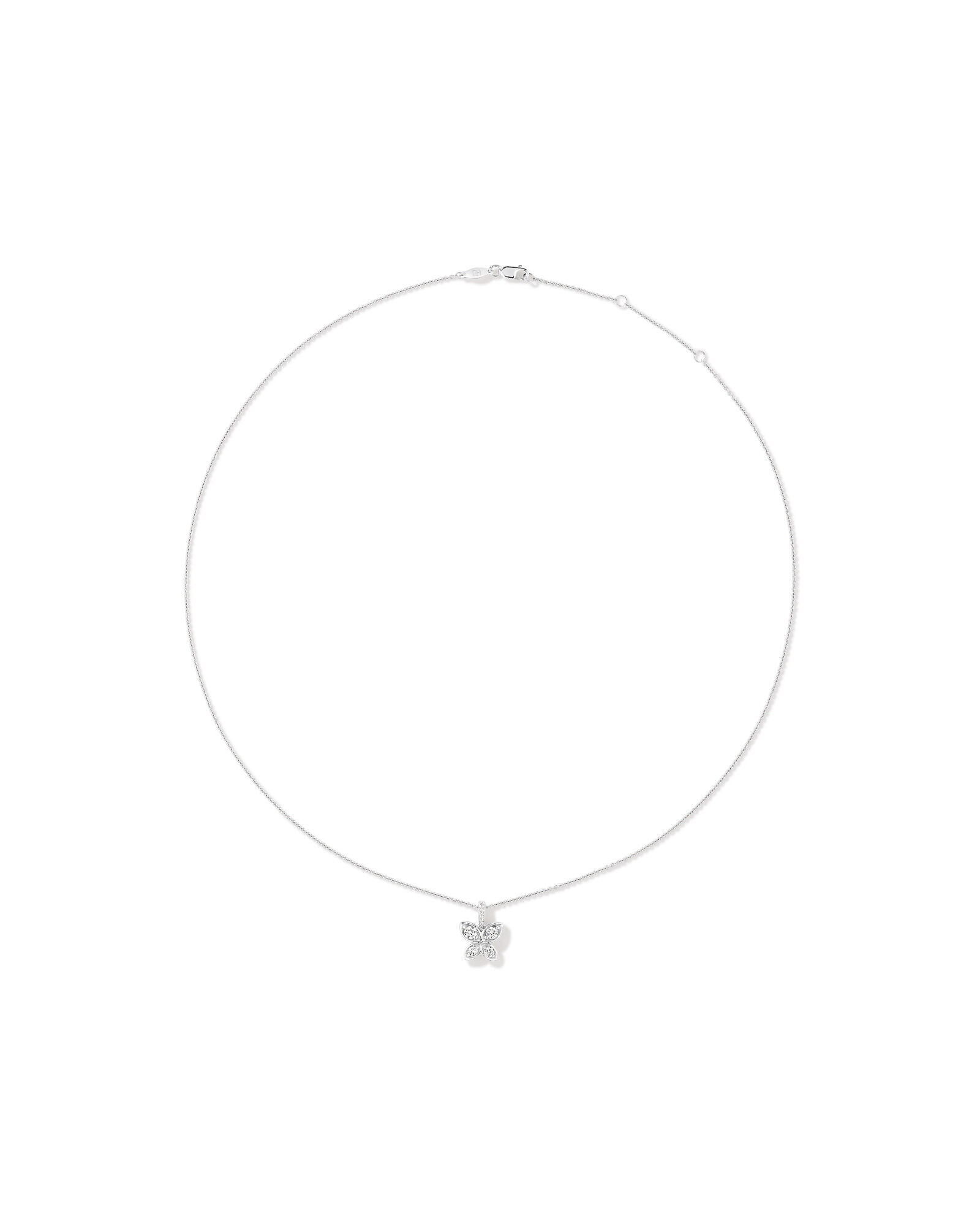 Cubic Zirconia Butterfly Pendant Necklace in Sterling Silver