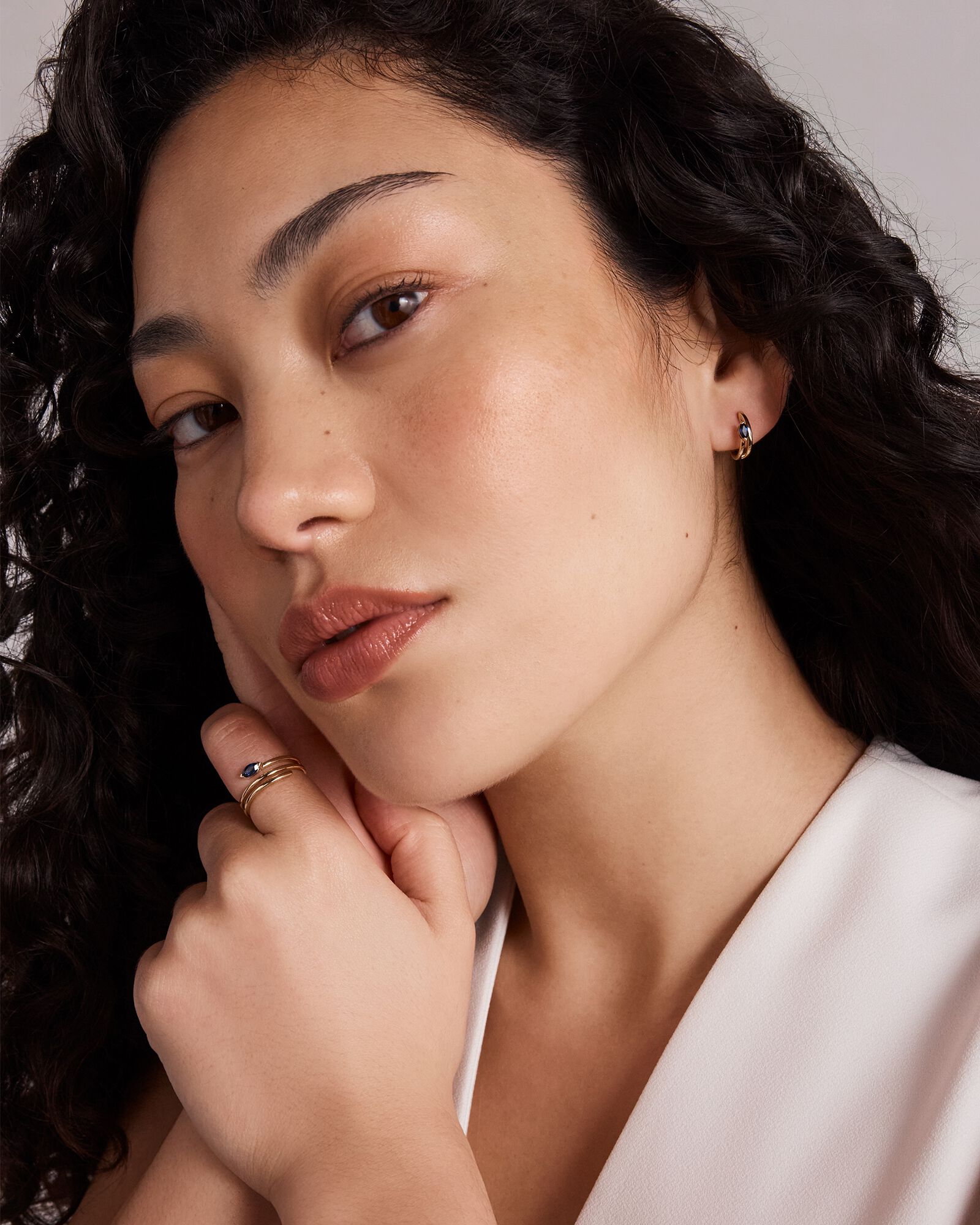 Marquise-Cut Created Sapphire Wrap Earrings in 10kt Yellow Gold