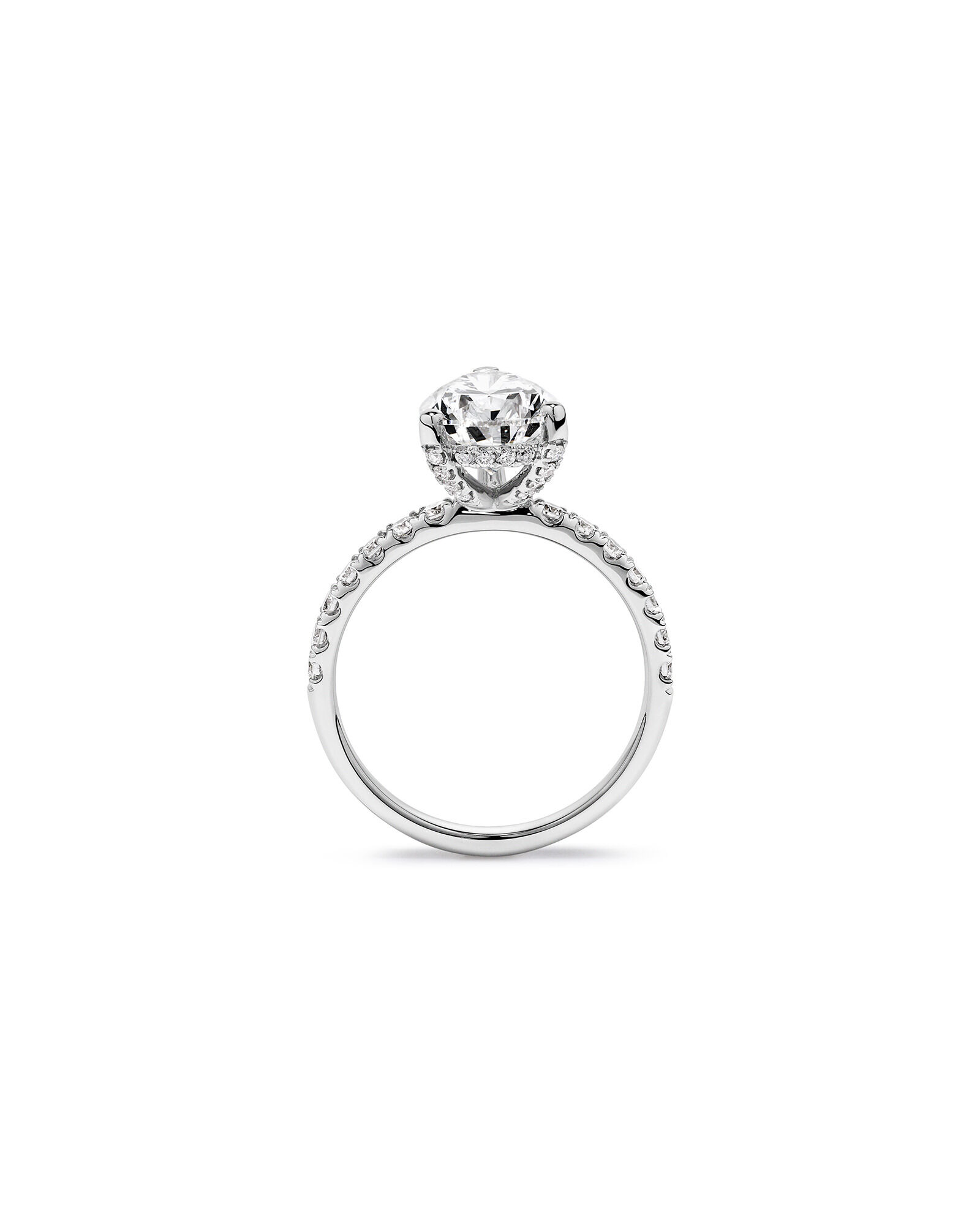 3.50 Carat TW Pear Cut Laboratory-Grown Diamond Engagement Ring in 18kt White Gold