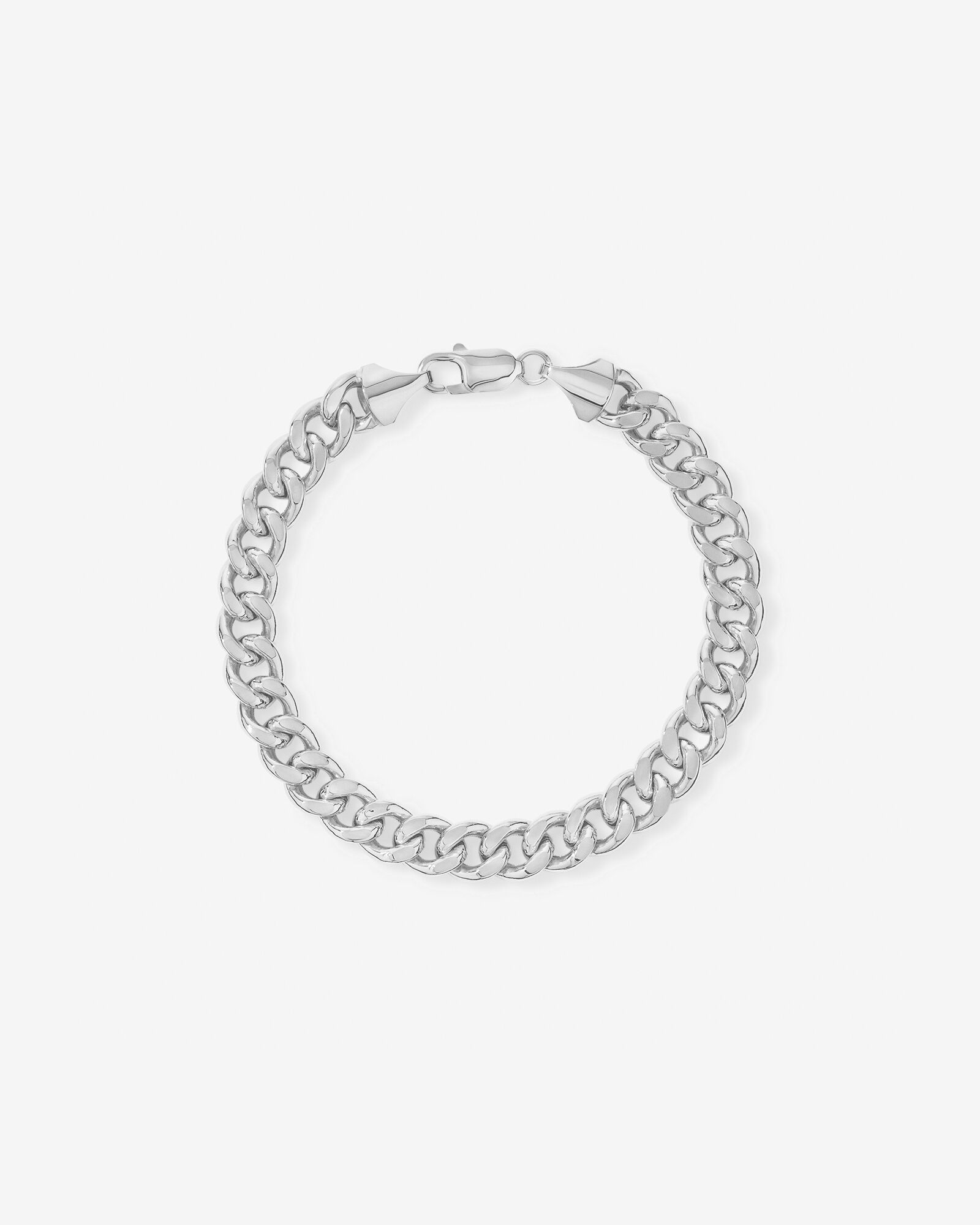 17cm (22") 9mm Width Semi Solid Diamond Cut Curb Bracelet in 10kt White Gold