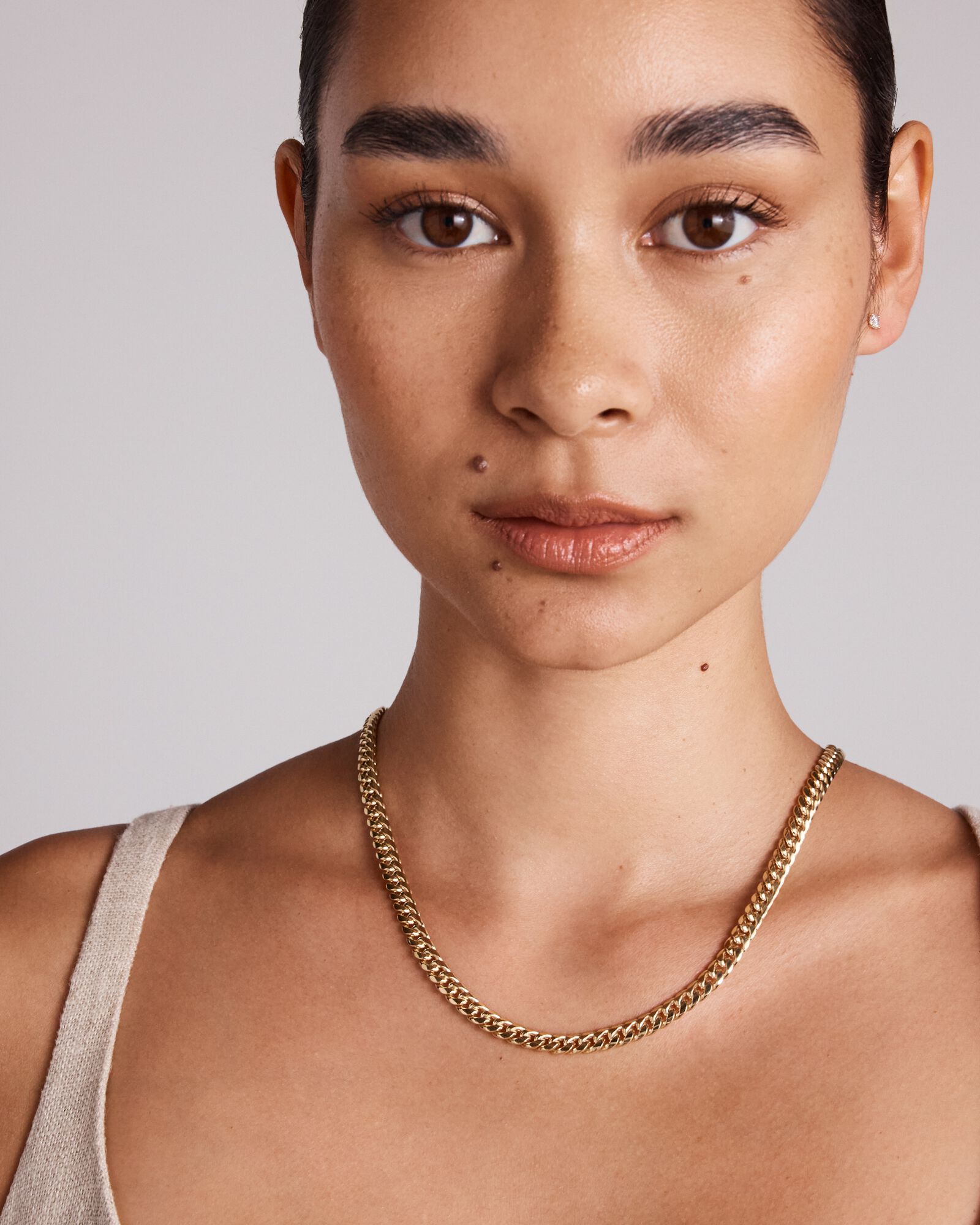 50cm (20") 6.15mm Width Semi Solid Miami Curb Chain in 10kt Yellow Gold