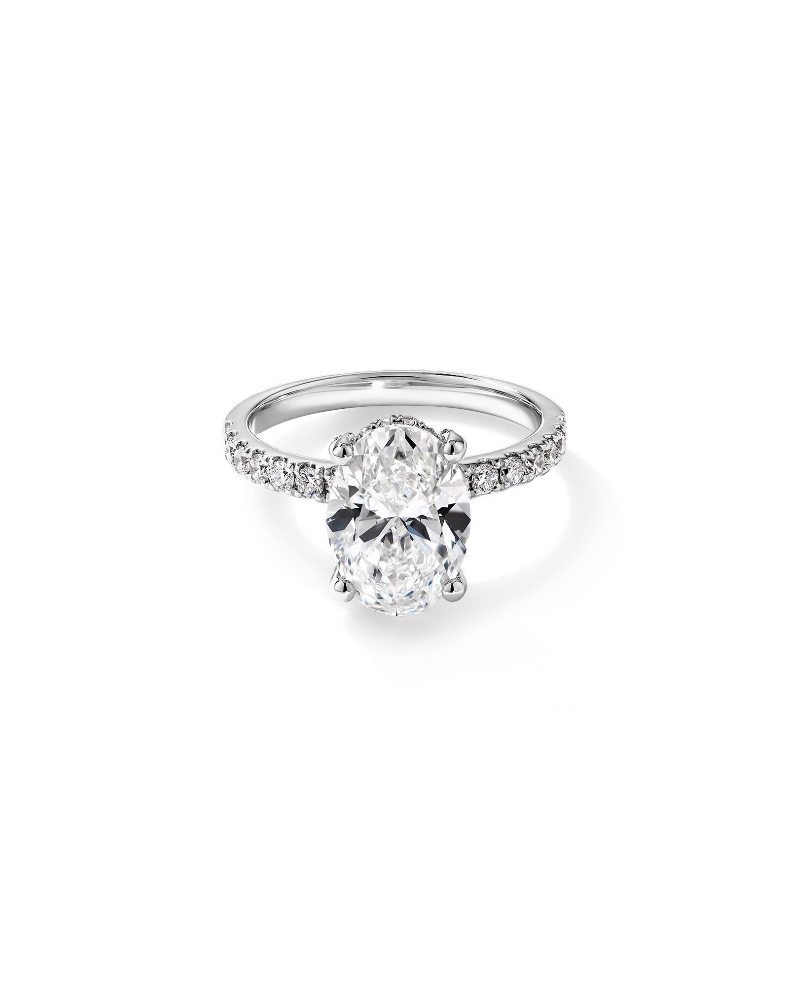 3.50 Carat TW Oval Cut Laboratory-Grown Diamond Engagement Ring in 18kt White Gold