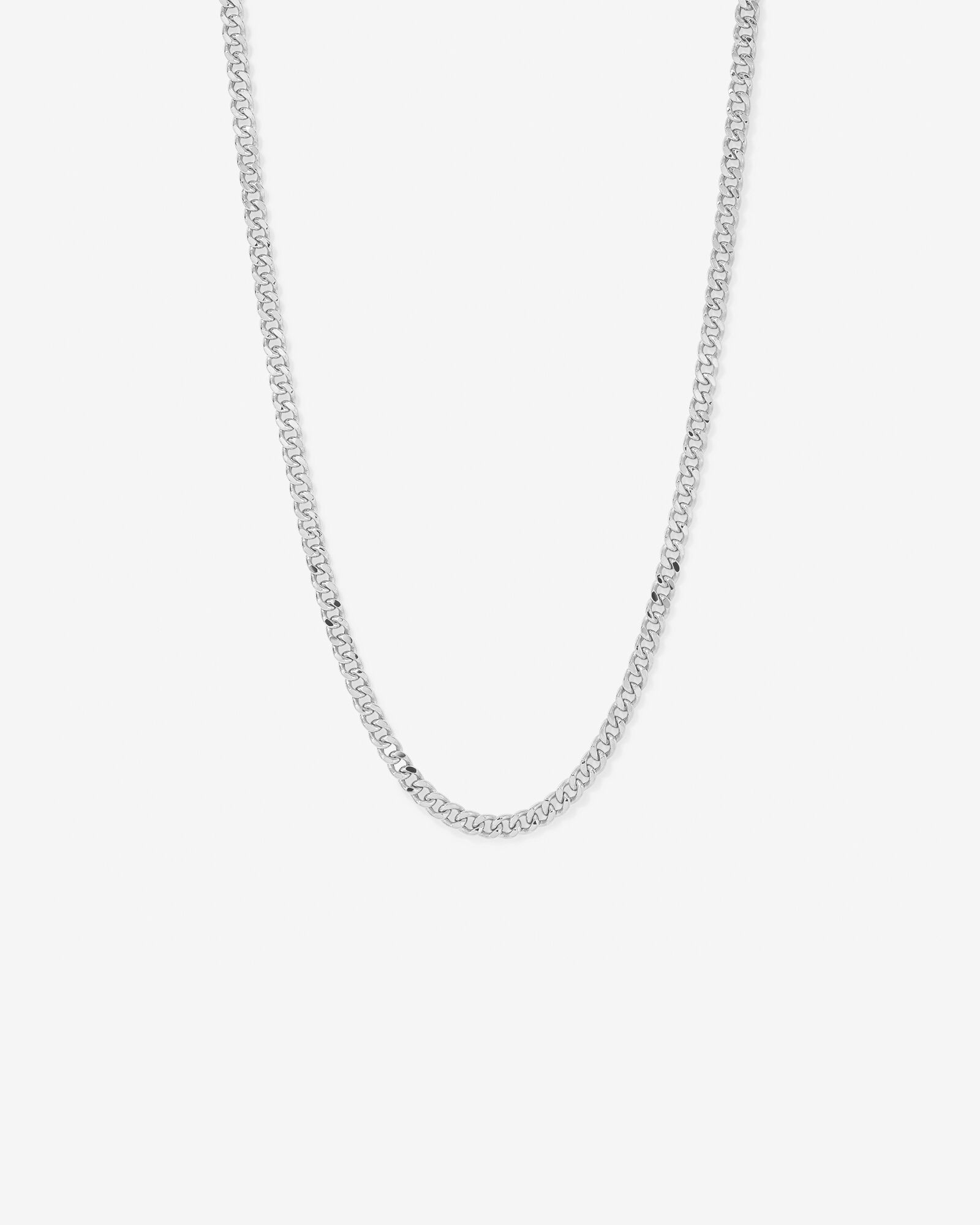 55cm (22") 6.8mm Width Semi Solid Diamond Cut Curb Chain in 10kt White Gold