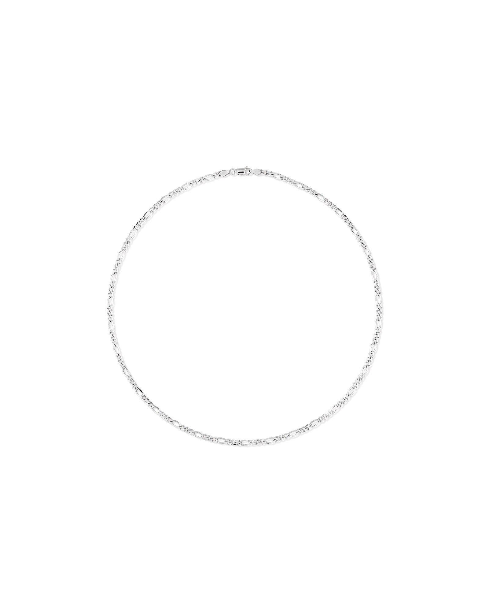 55cm (22") 3.75mm Width Figaro Chain Necklace in Sterling Silver