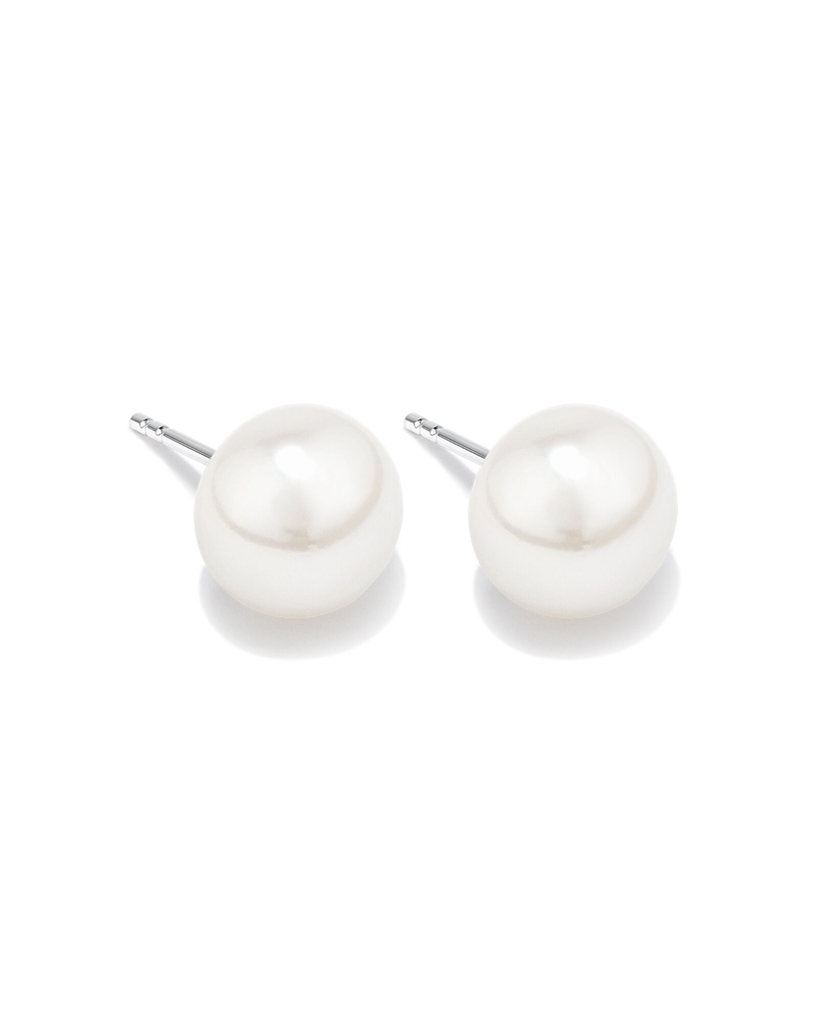 Stud Earrings with 9mm Button Cultured Freshwater Pearls in Sterling Silver