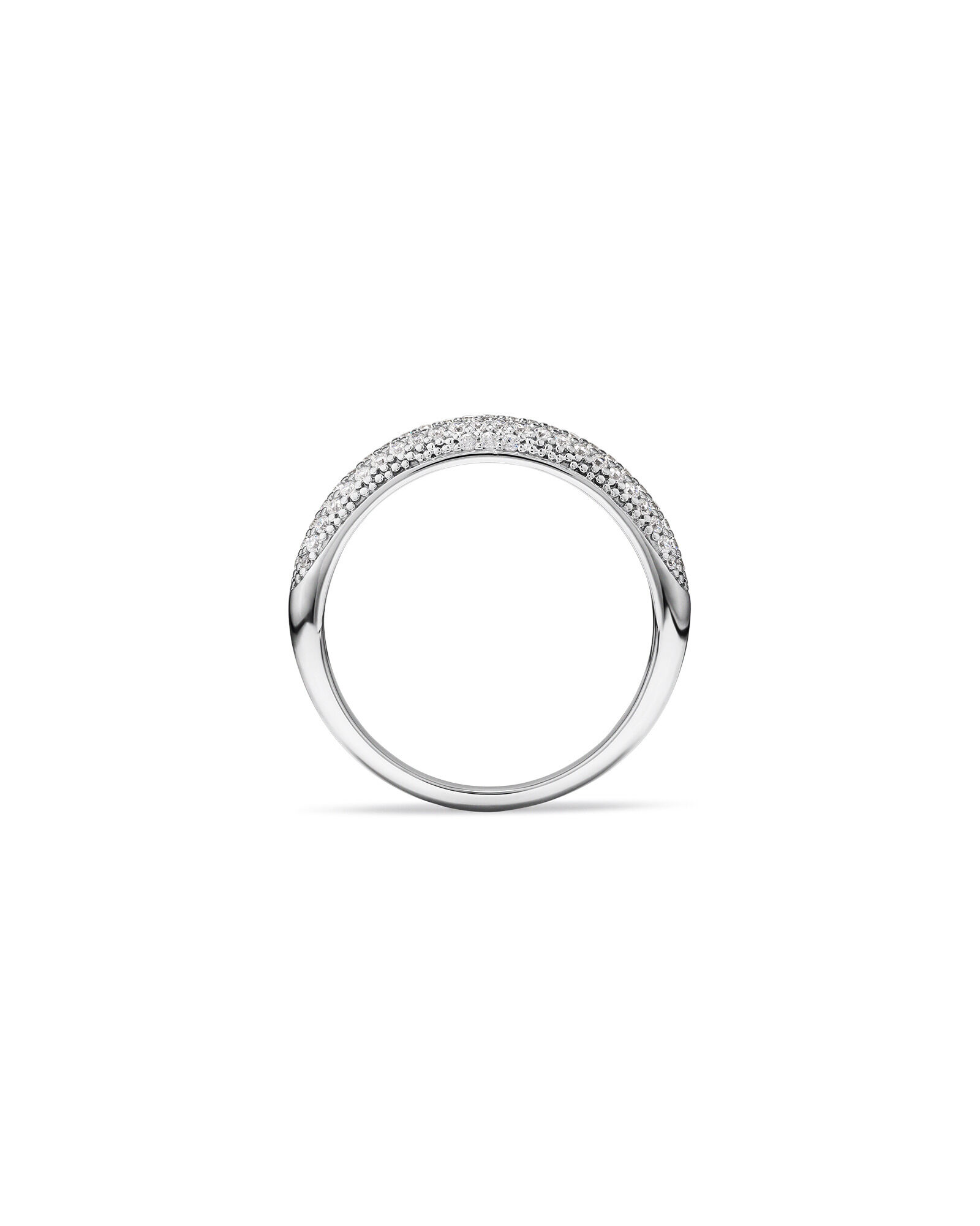 Cubic Zirconia Pave Dome Ring in Sterling Silver