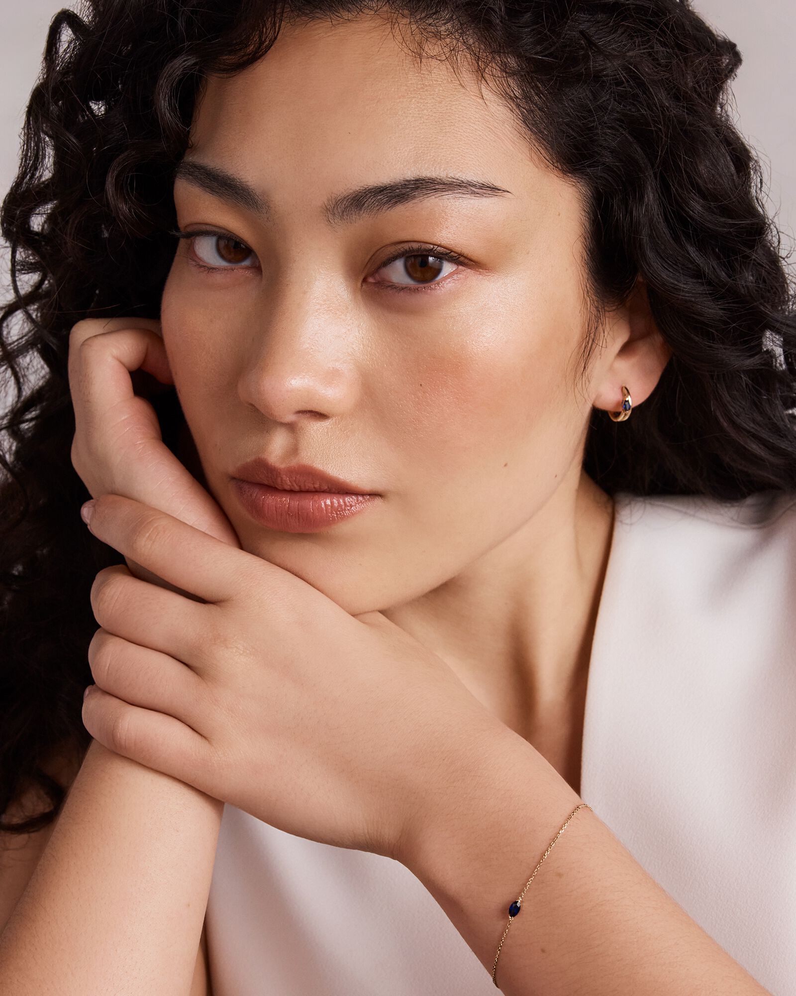 East West Marquise-Cut Created Sapphire Bracelet in 10kt Yellow Gold