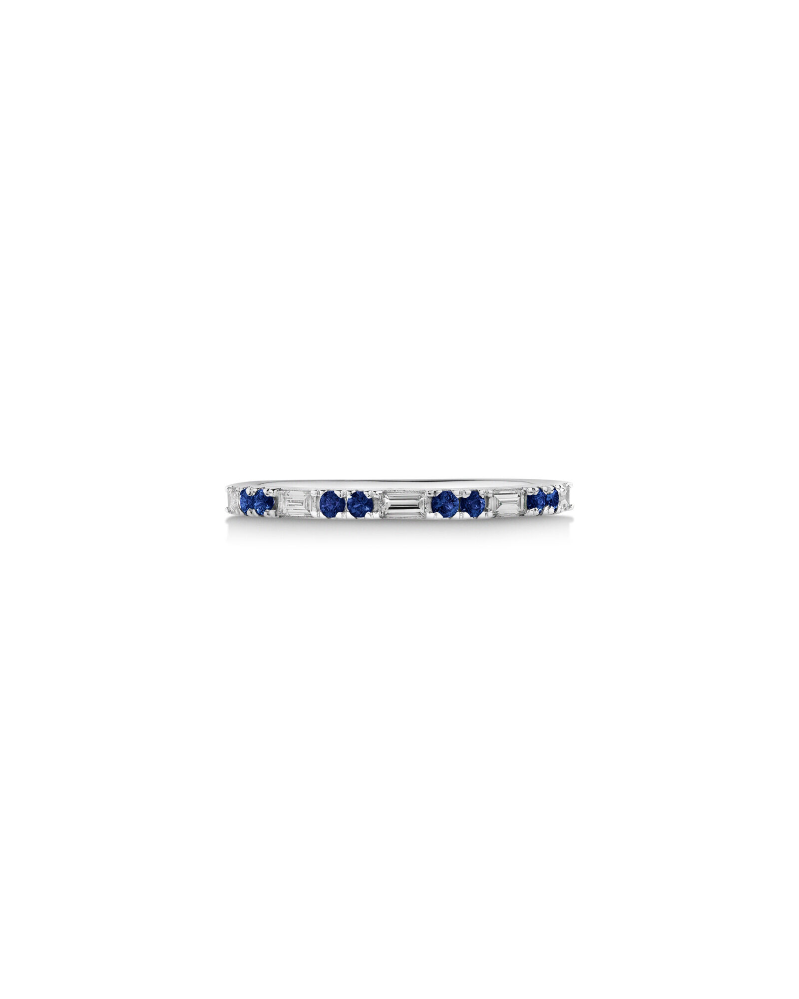 Sapphire & Diamond Dot Dash Ring with 0.16 Carat TW in 10kt White Gold