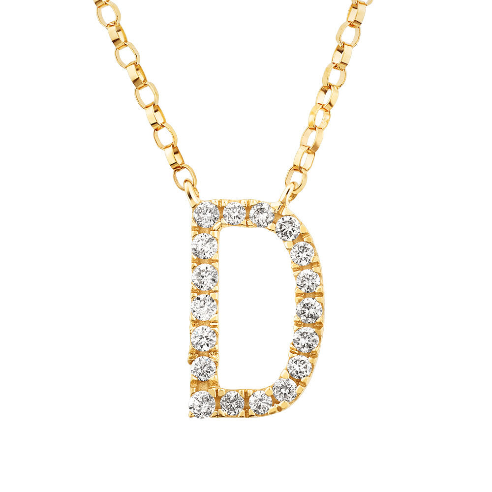 "D Initial Necklace with 0.10 Carat TW of Diamonds in 10kt Yellow Gold