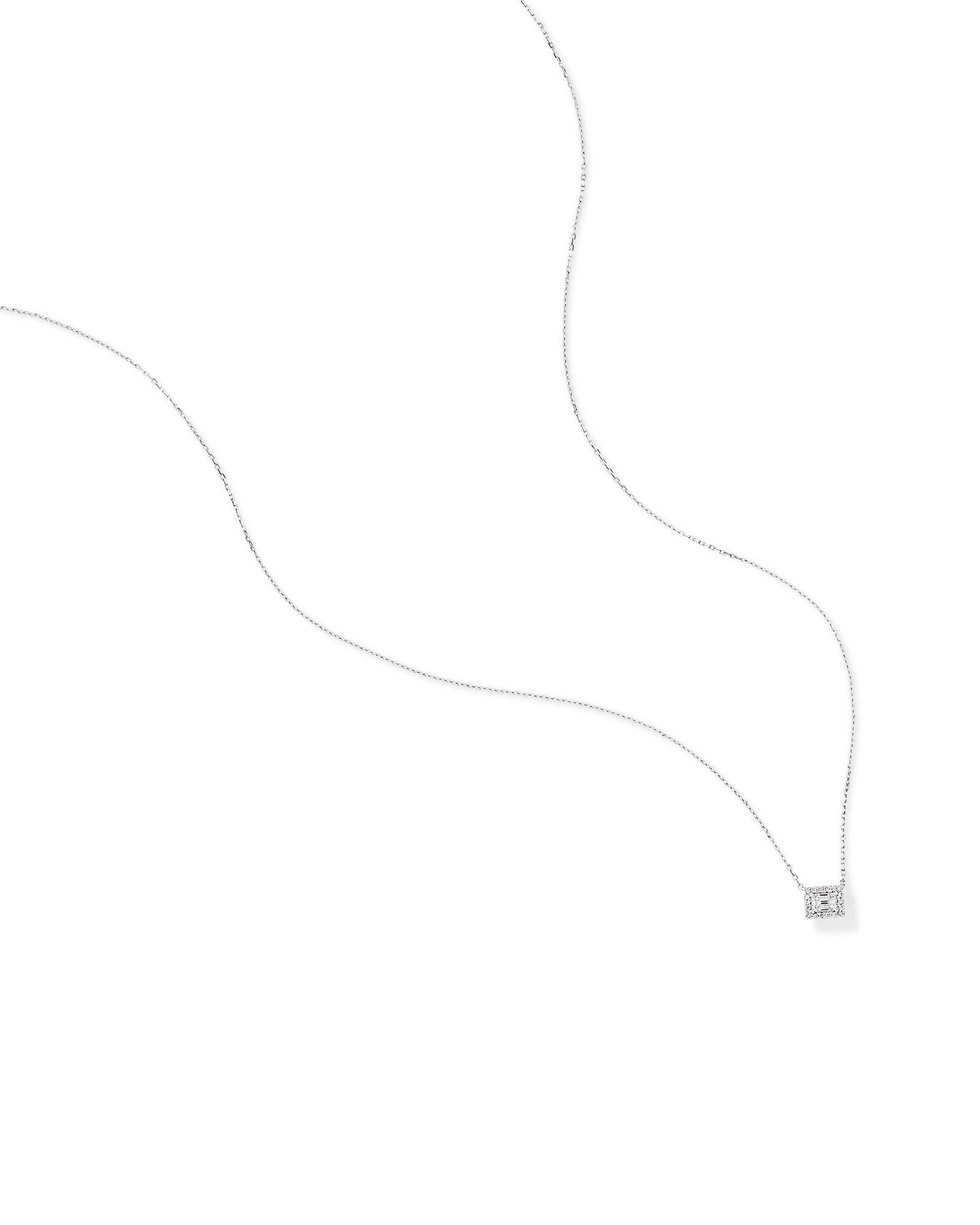 0.23 Carat TW Emerald Diamond Halo Pendant in 10kt White Gold