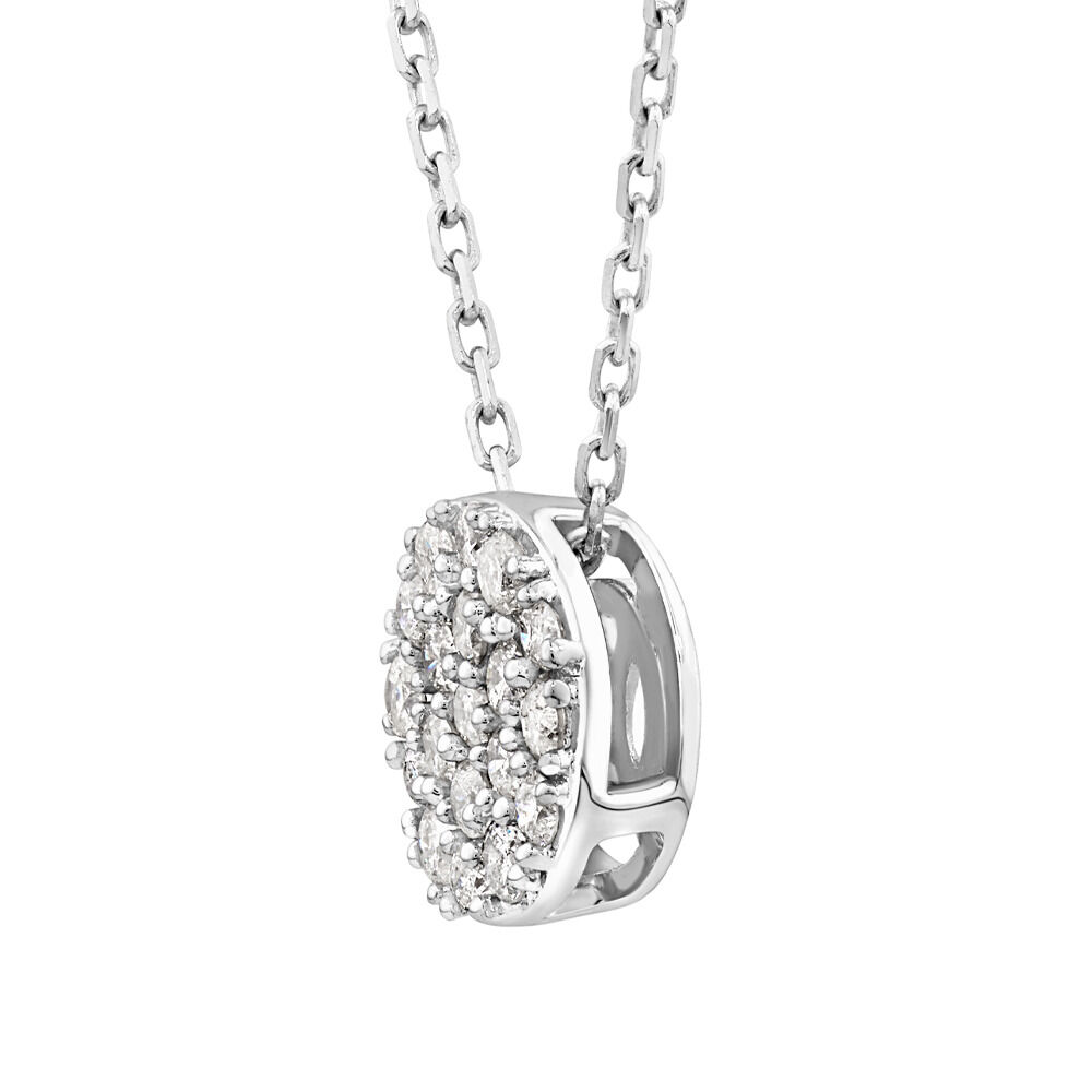 Round Diamond Cluster Pendant in 10kt White Gold