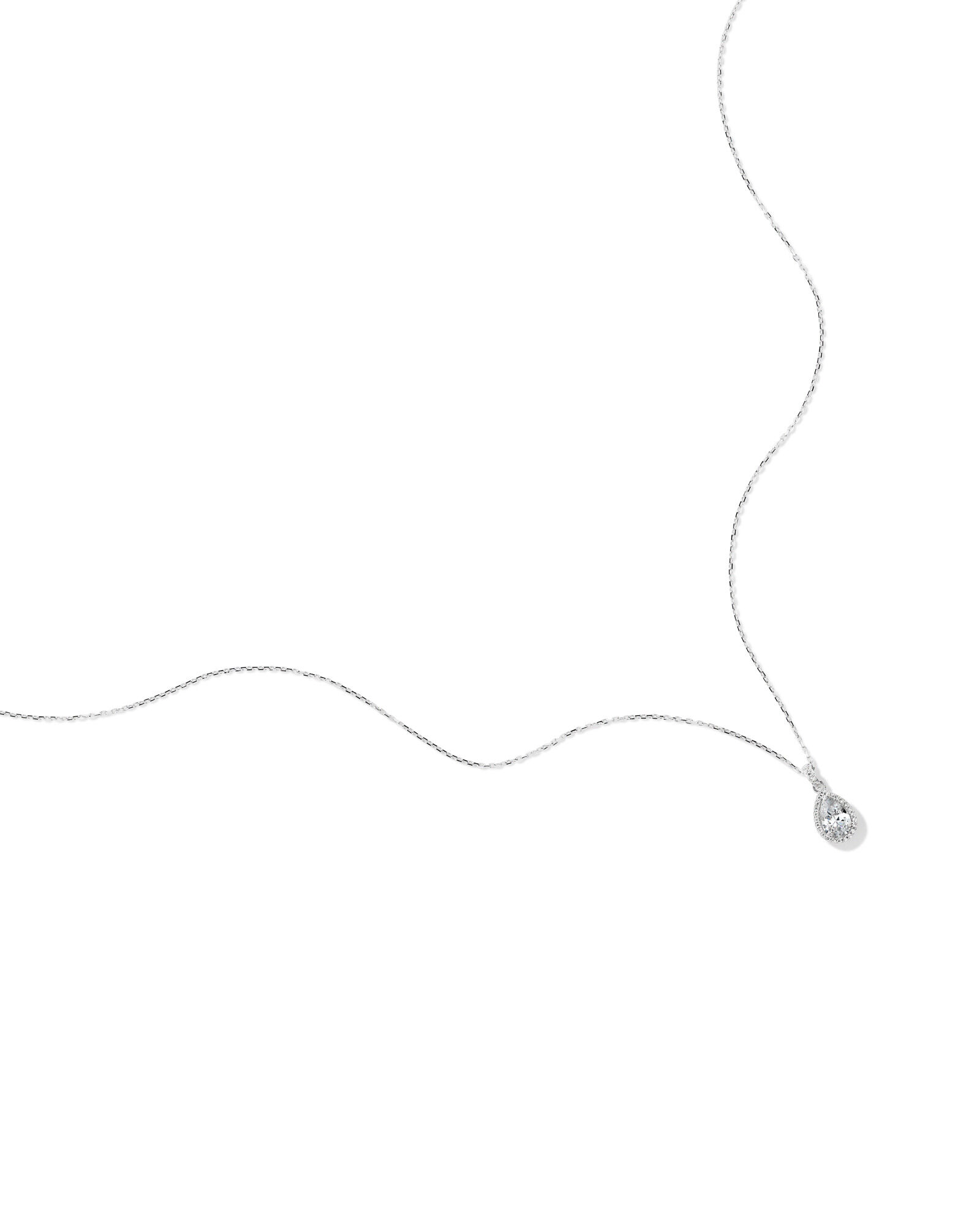 Pear Cubic Zirconia Halo Pendant Necklace in Sterling Silver